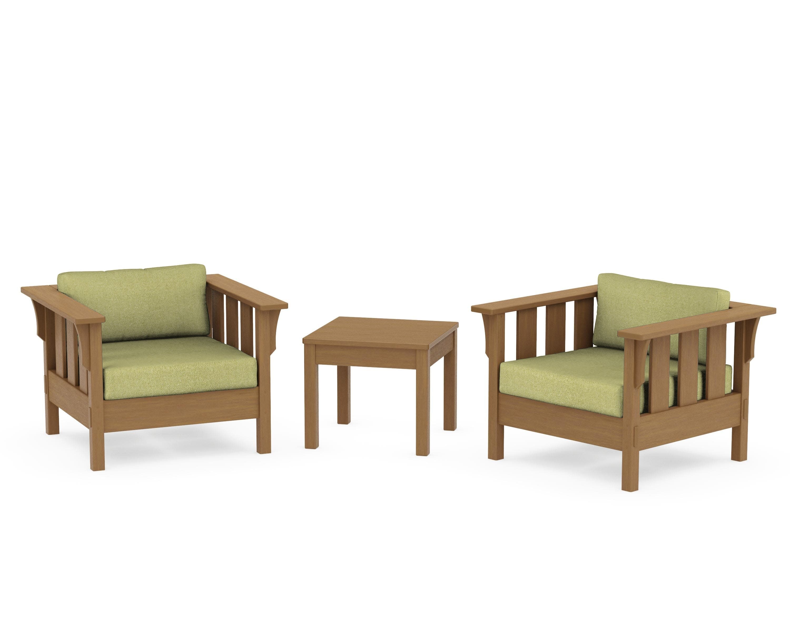 Acadia 3-Piece Deep Seating Set in Natural / Chartreuse Boucle
