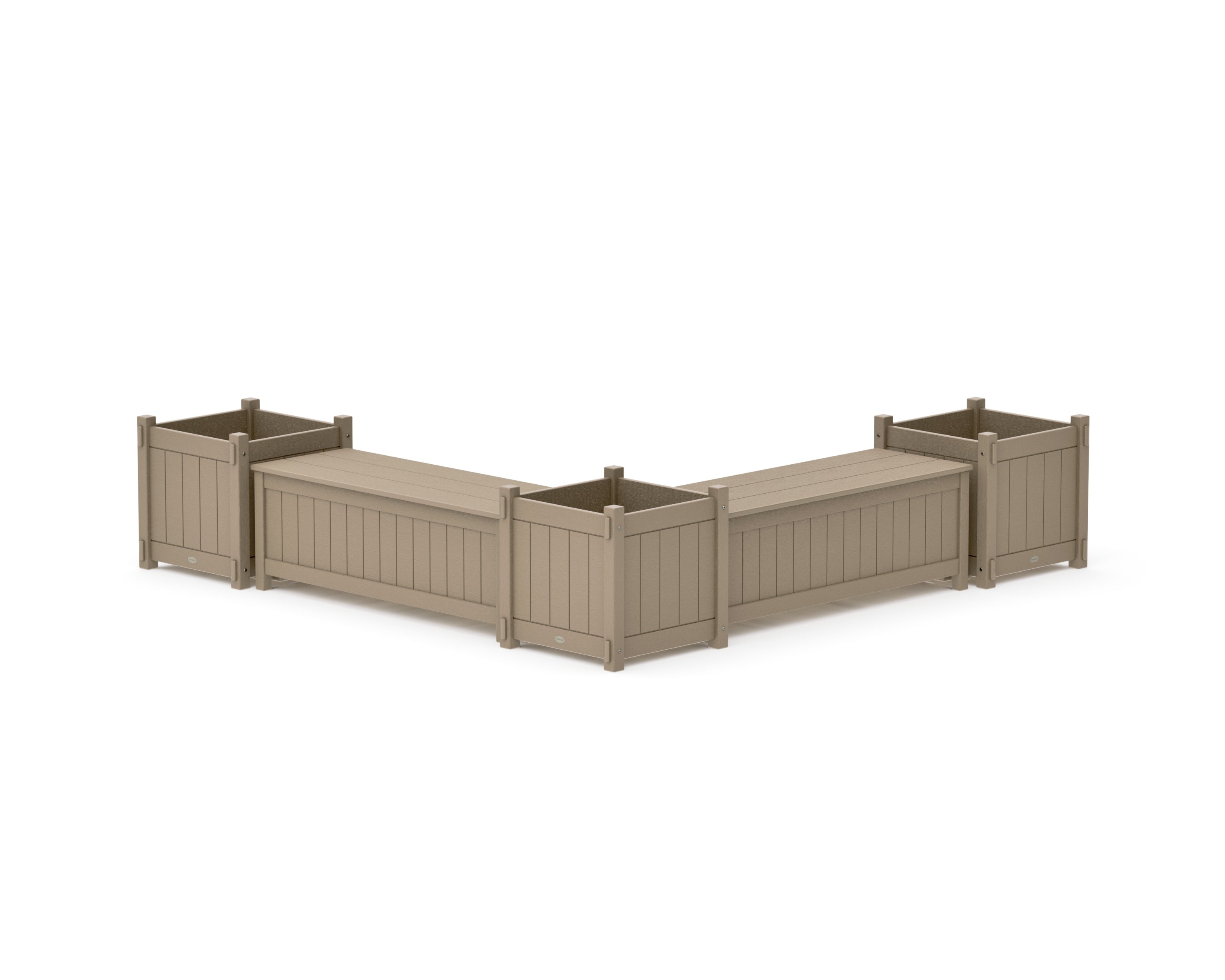 48" Vineyard L- Shaped Planter Storage Bench Corner Set- Large in Vintage Sahara