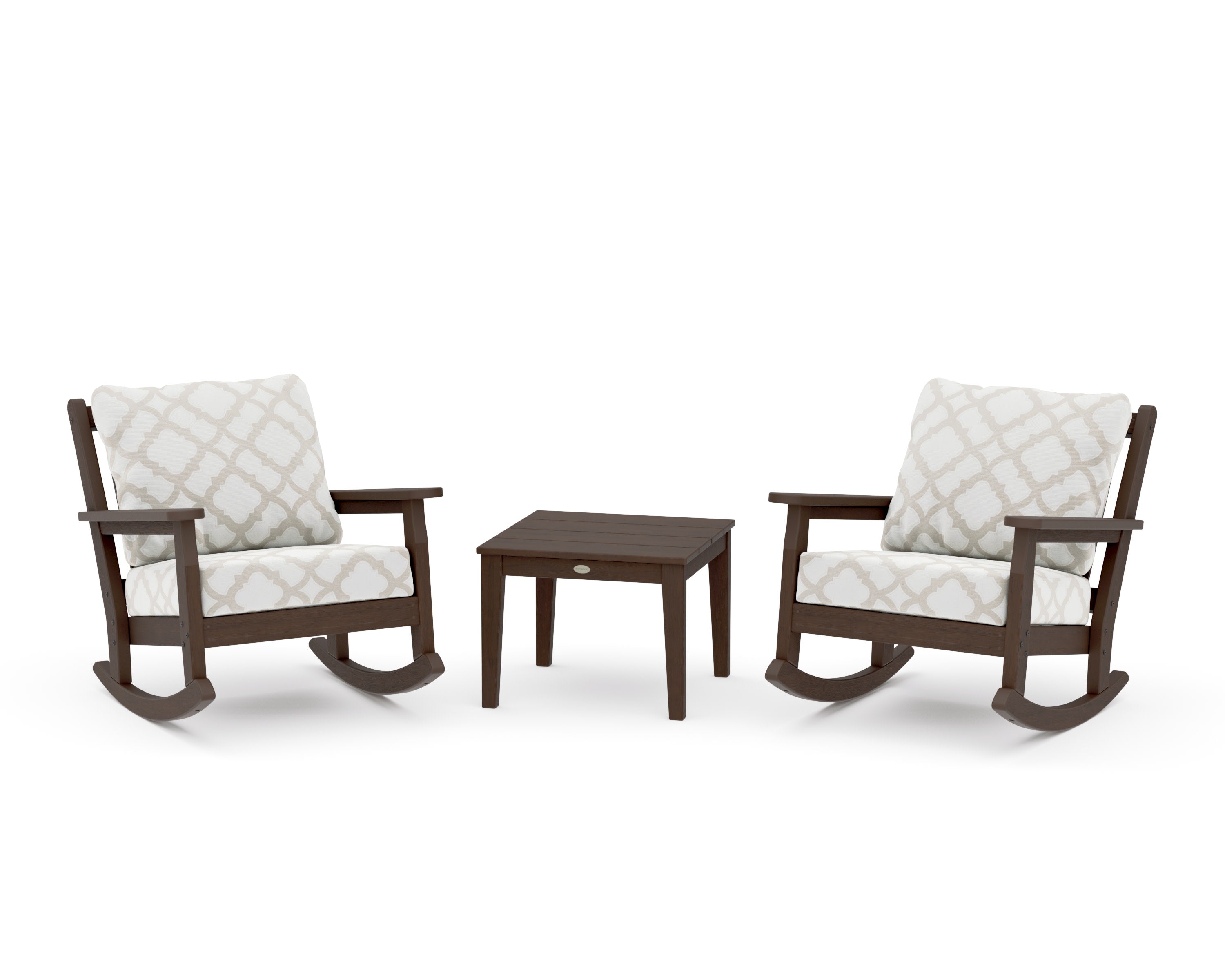Chippendale 3-Piece Deep Seating Rocker Set in Kona / Trellis Dune Burlap