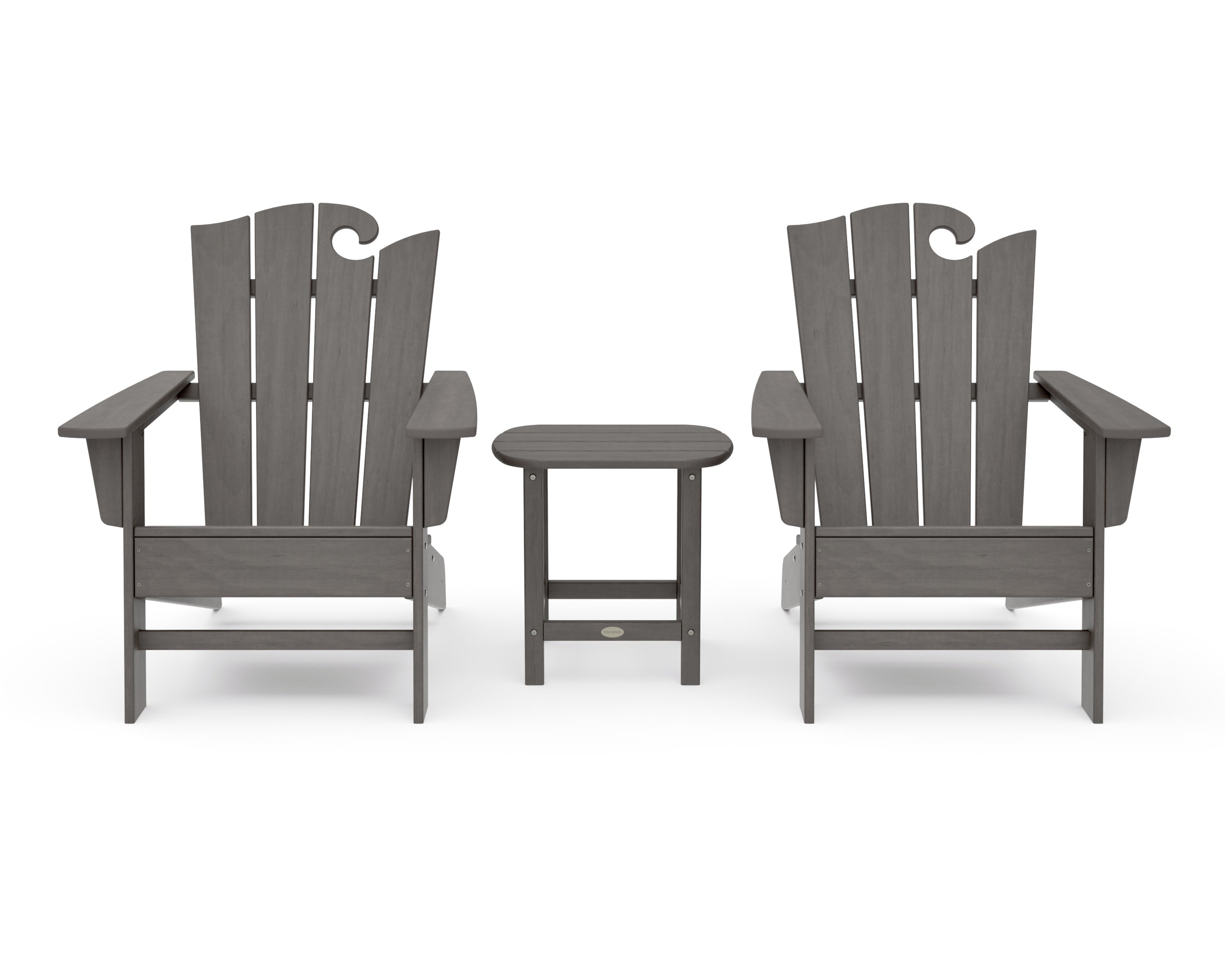 Wave 3-Piece Adirondack Set with The Ocean Chair in Driftwood