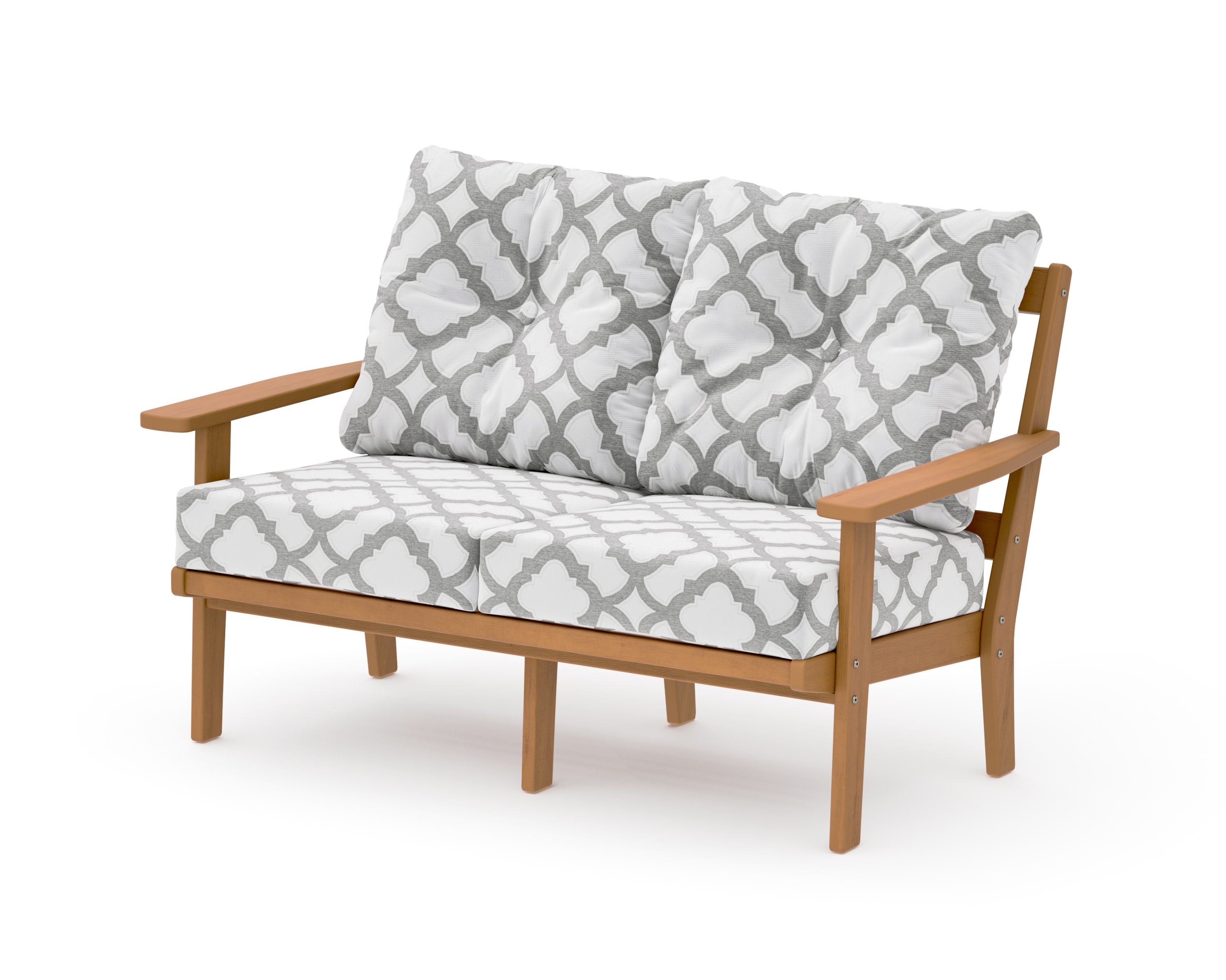 Prairie Deep SeatingLoveseat in Natural / Trellis Grey Mist