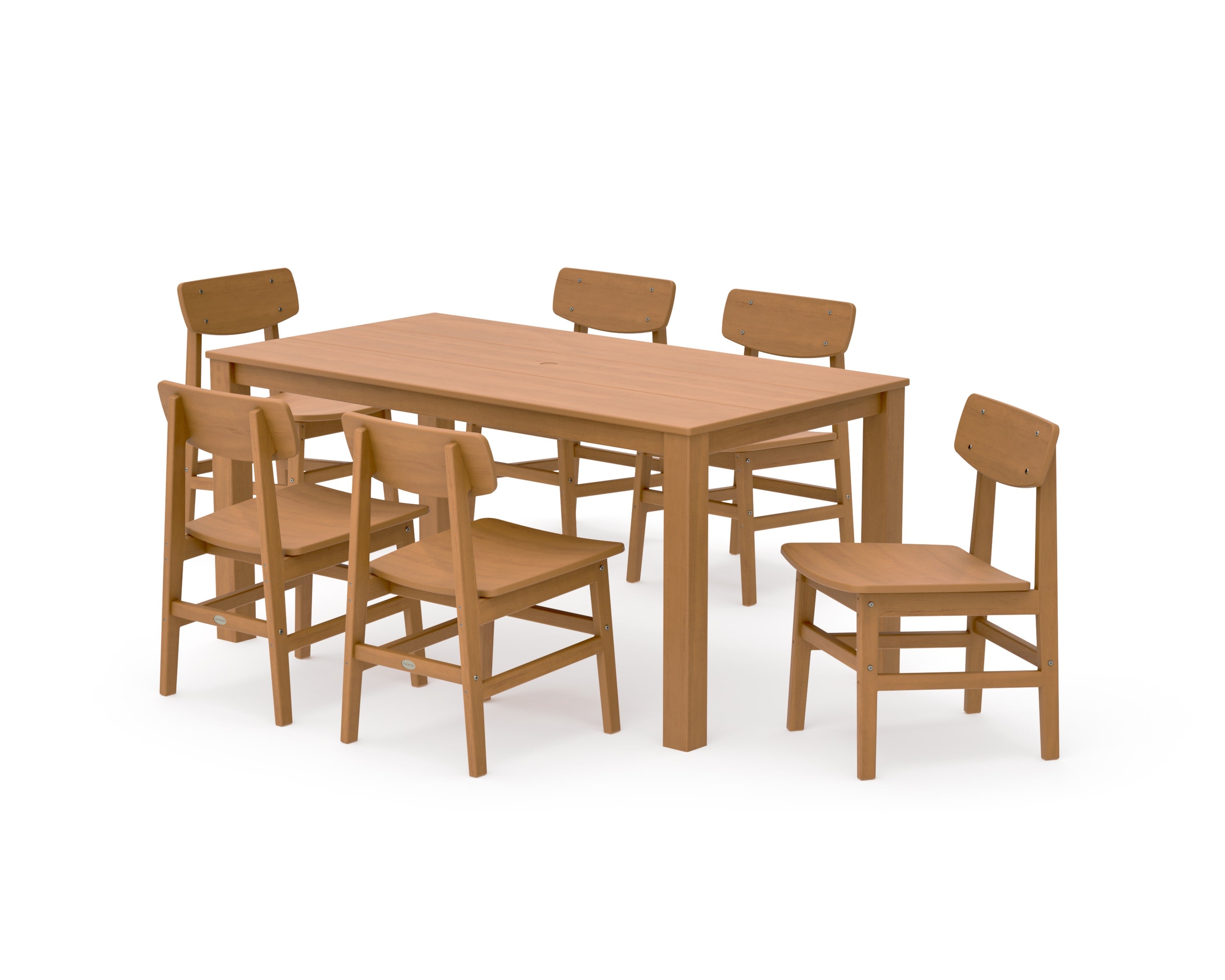 Modern Studio Urban Chair 7-Piece Parsons Table Dining Set in Natural