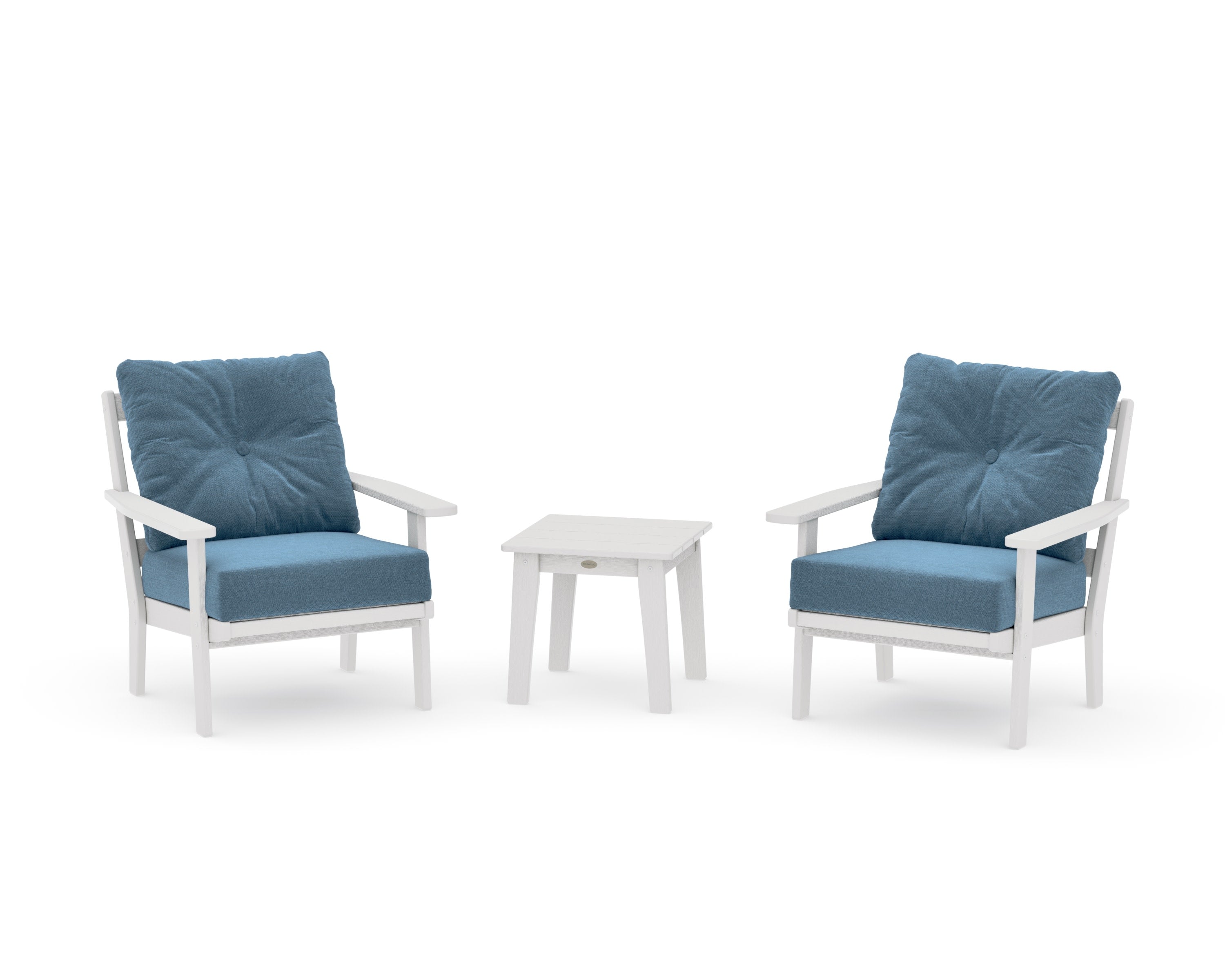 Prairie 3-Piece Deep Seating Set in Vintage White / Sky Blue
