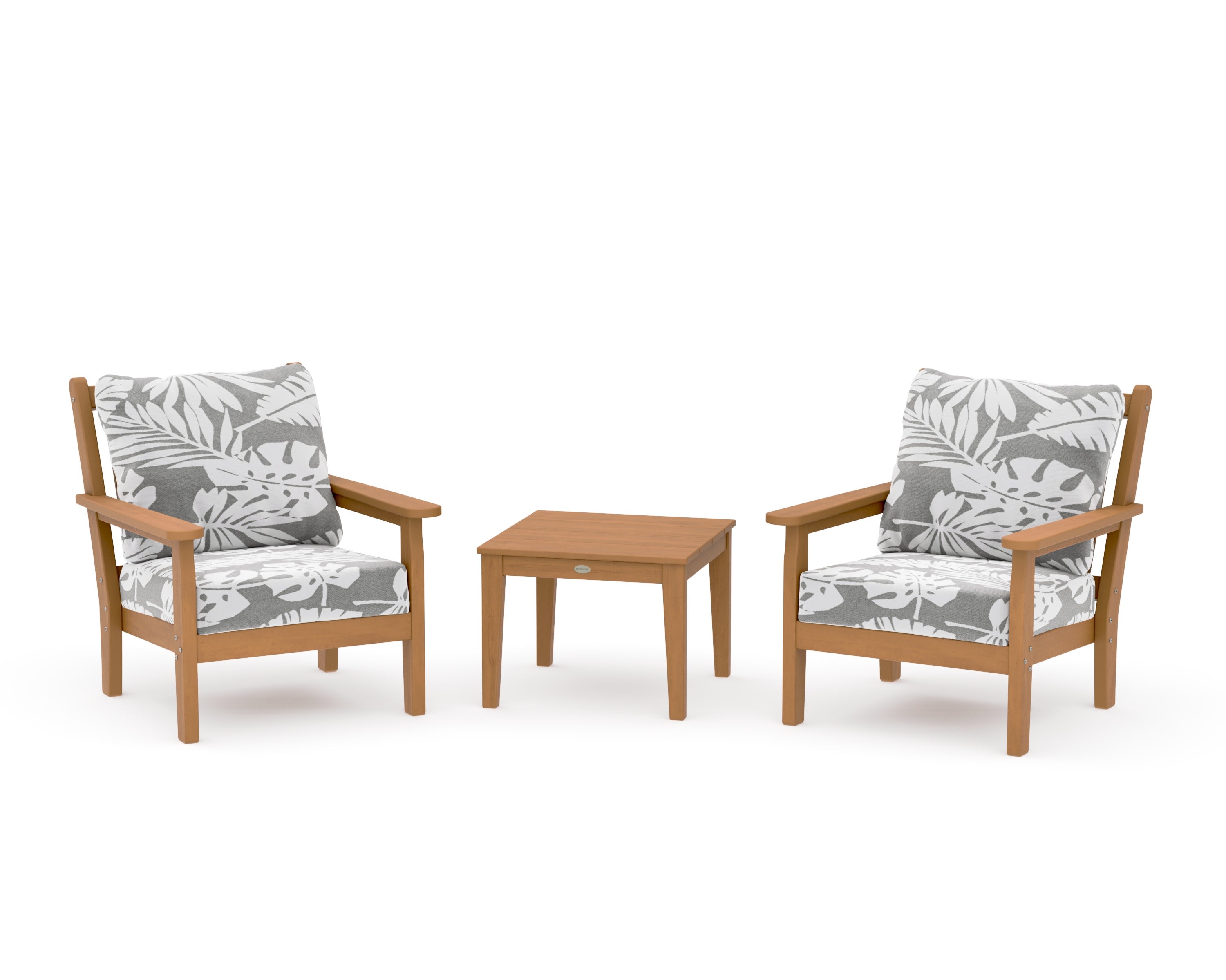 Chippendale 3-Piece Deep Seating Set in Natural / Leaf Grey Mist