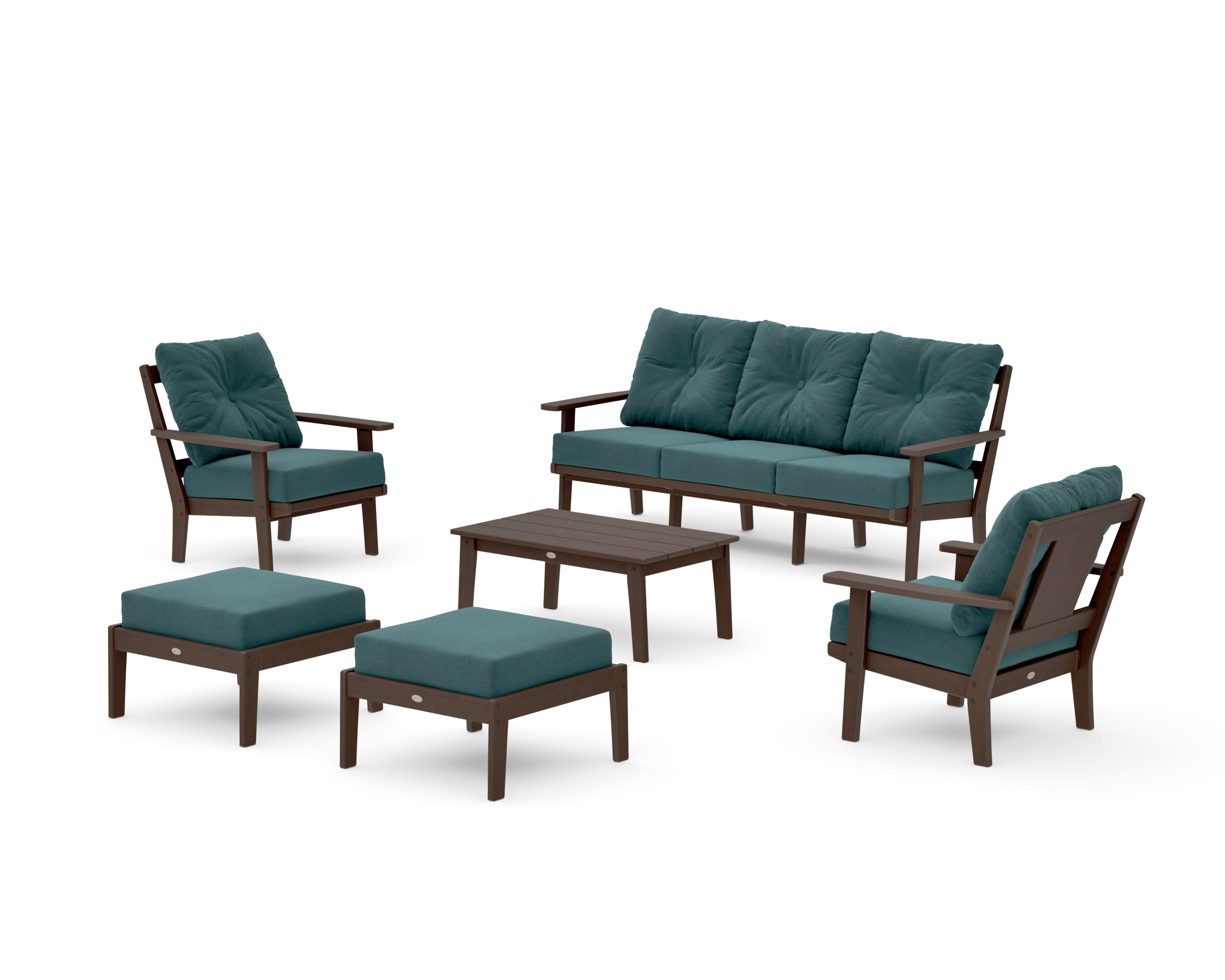 Prairie 6-Piece Lounge Sofa Set in Kona / Ocean Teal