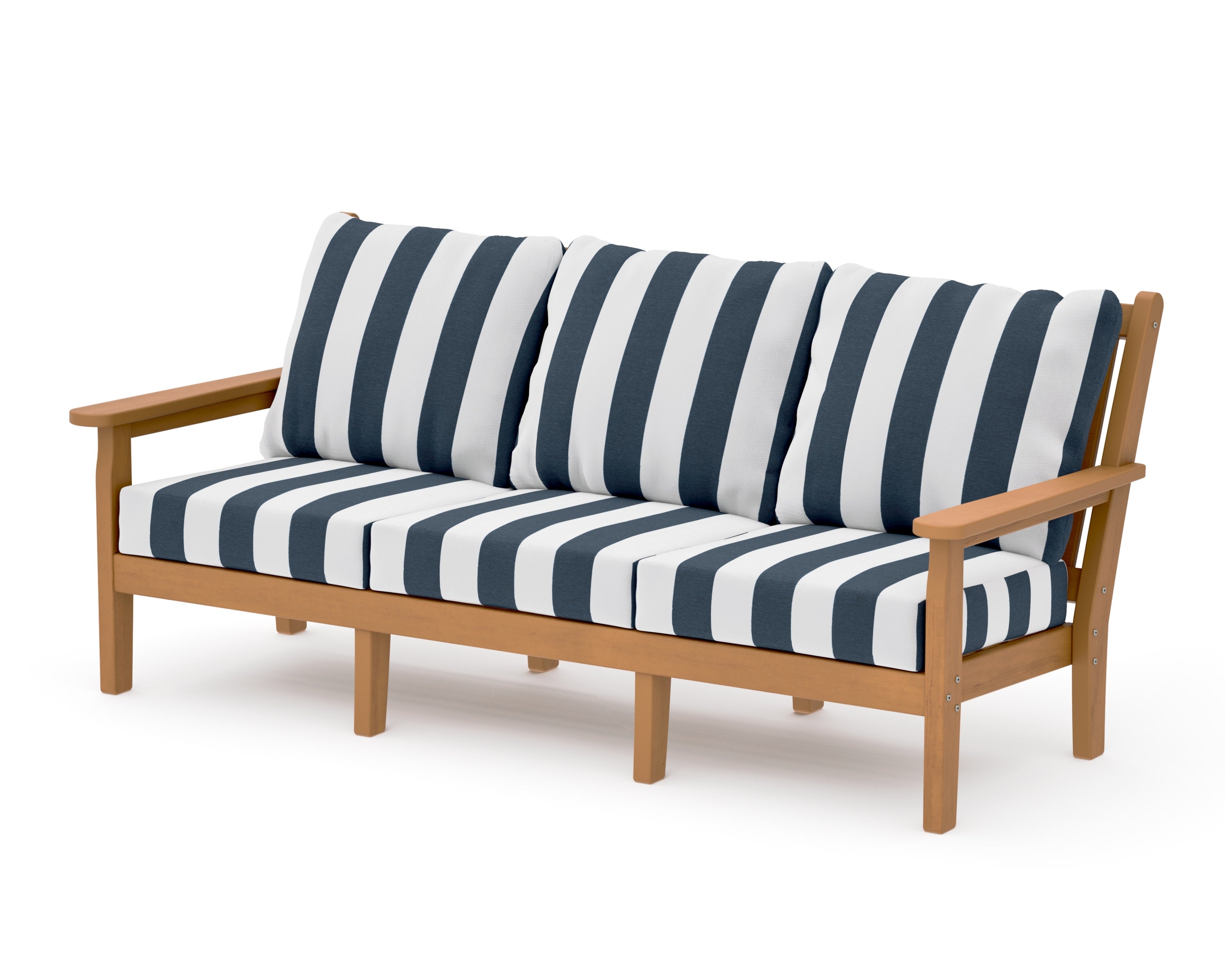 Chippendale Deep Seating Sofa in Natural / Cabana Stripe Marine Indigo