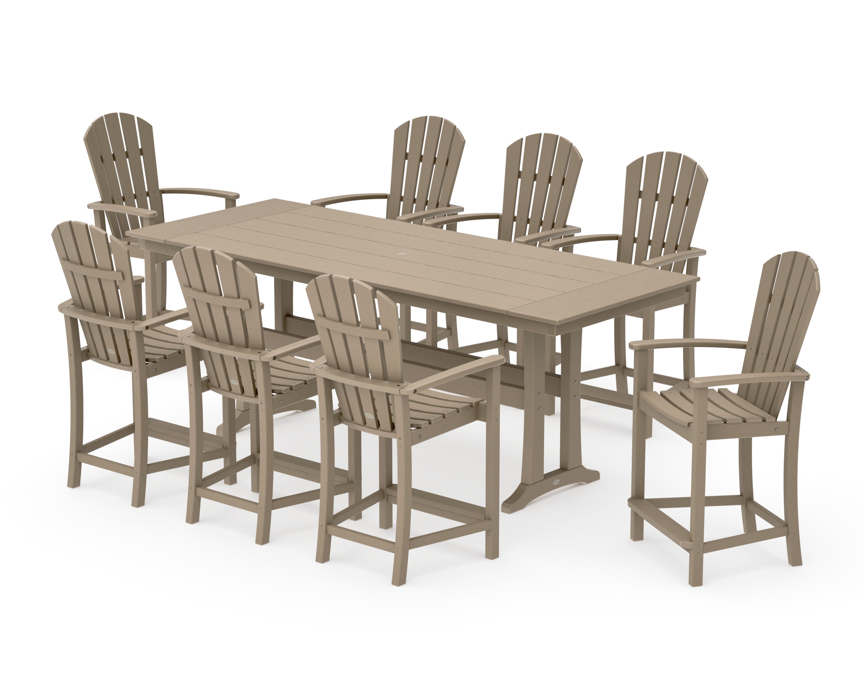 Palm Coast 9-Piece Farmhouse Counter Set with Trestle Legs in Vintage Sahara