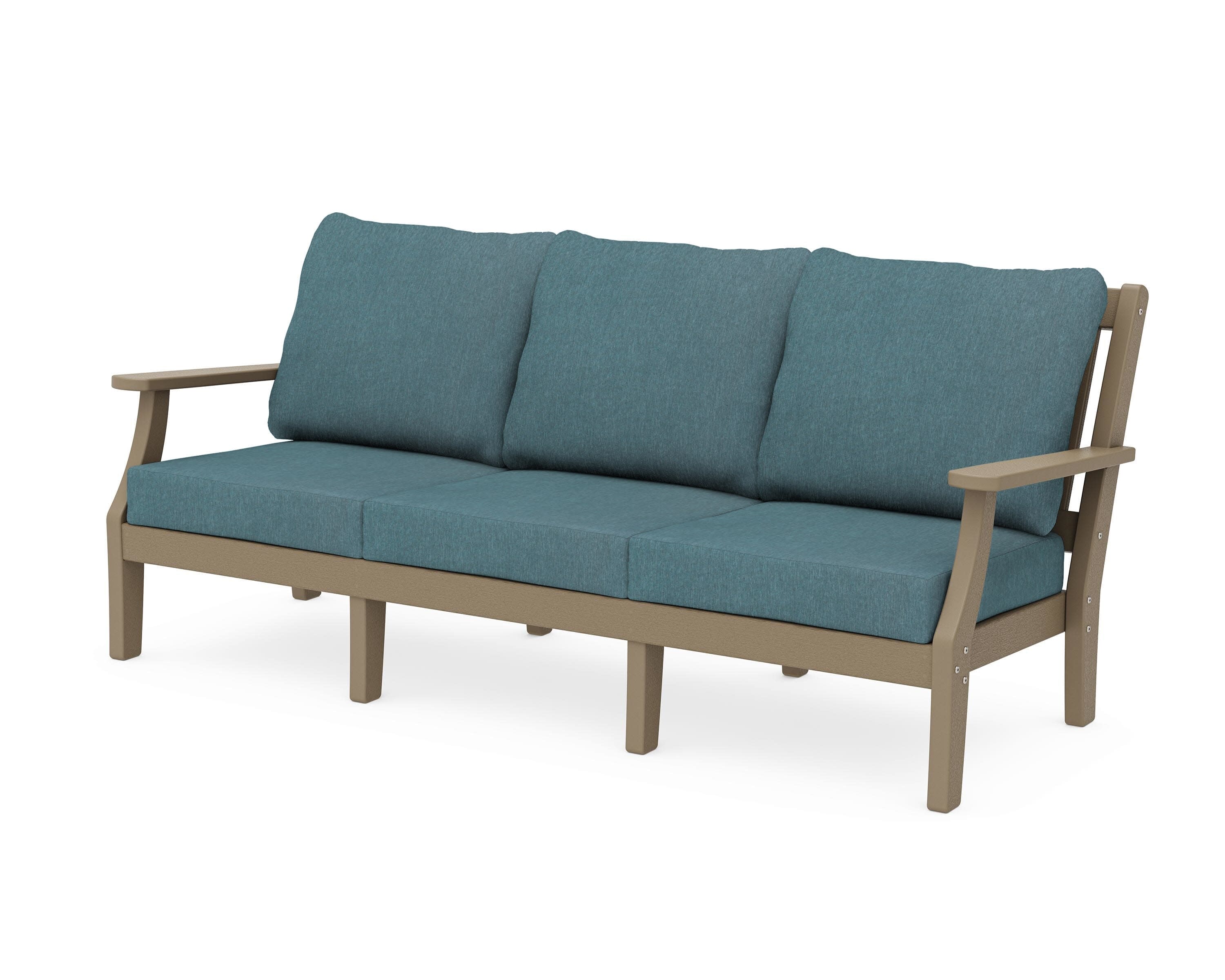 Chinoiserie Deep Seating Sofa in Vintage Sahara / Ocean Teal