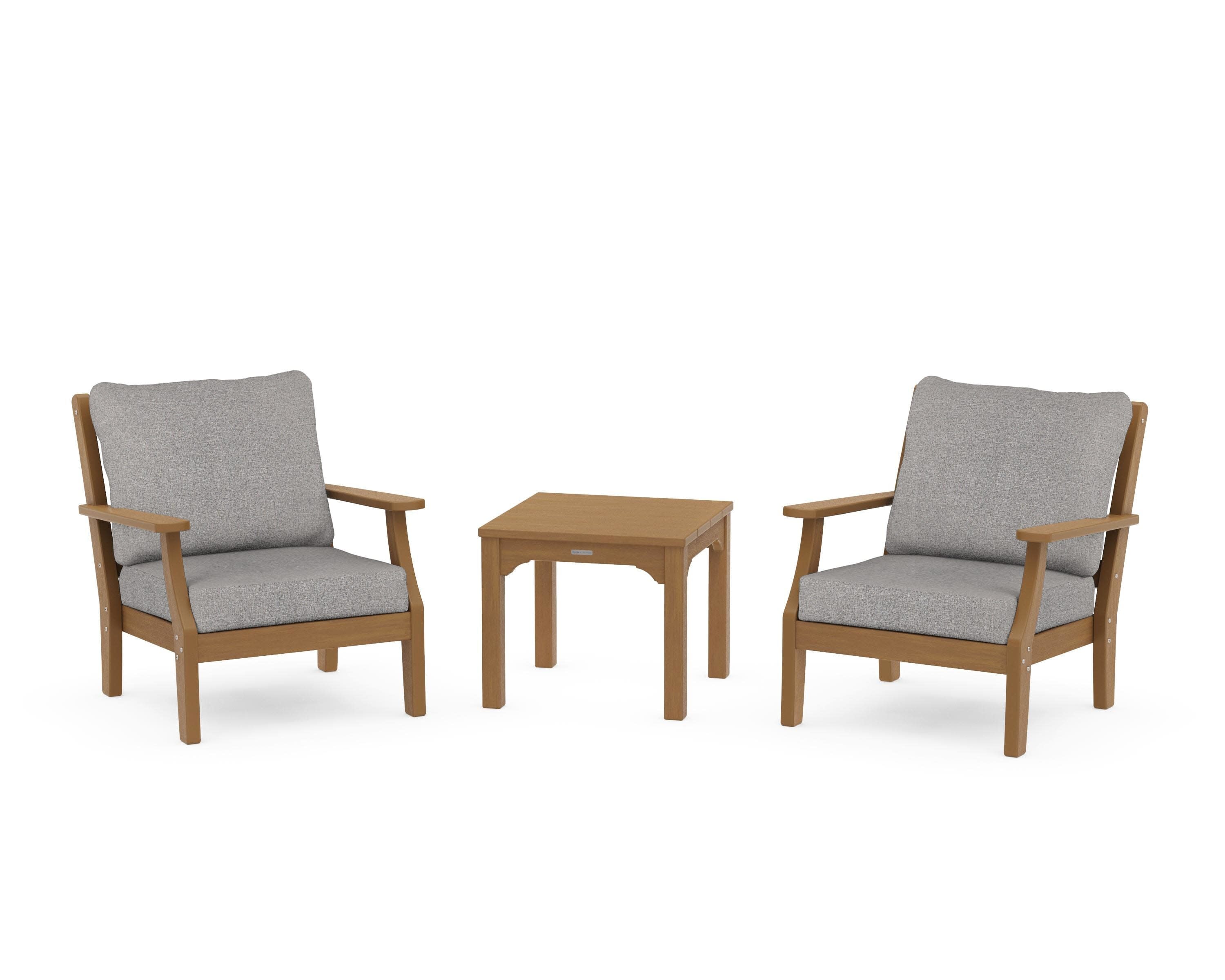 Chinoiserie 3-Piece Deep Seating Set in Natural / Grey Mist