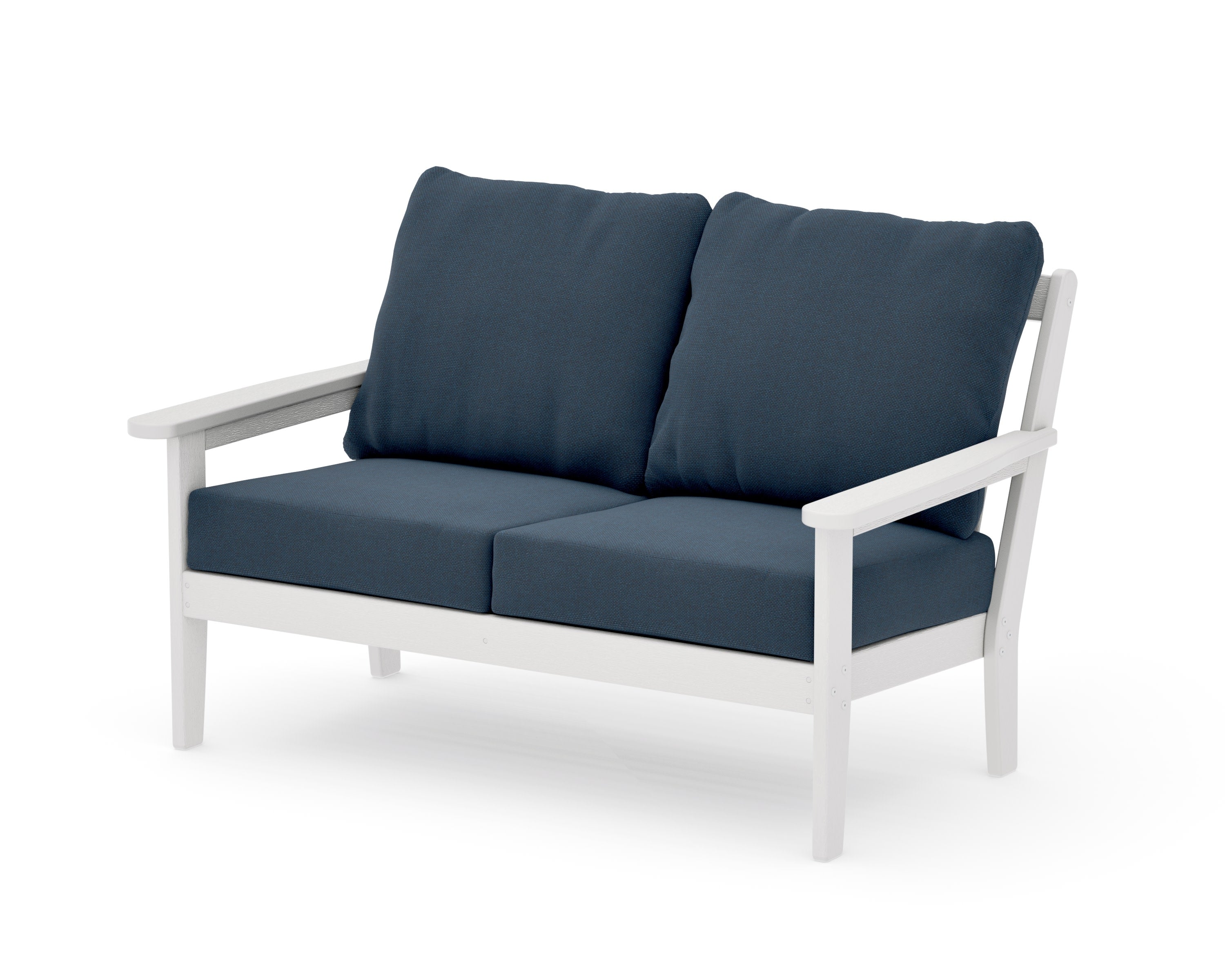 Cottage Deep Seating Loveseat in Vintage White / Marine Indigo