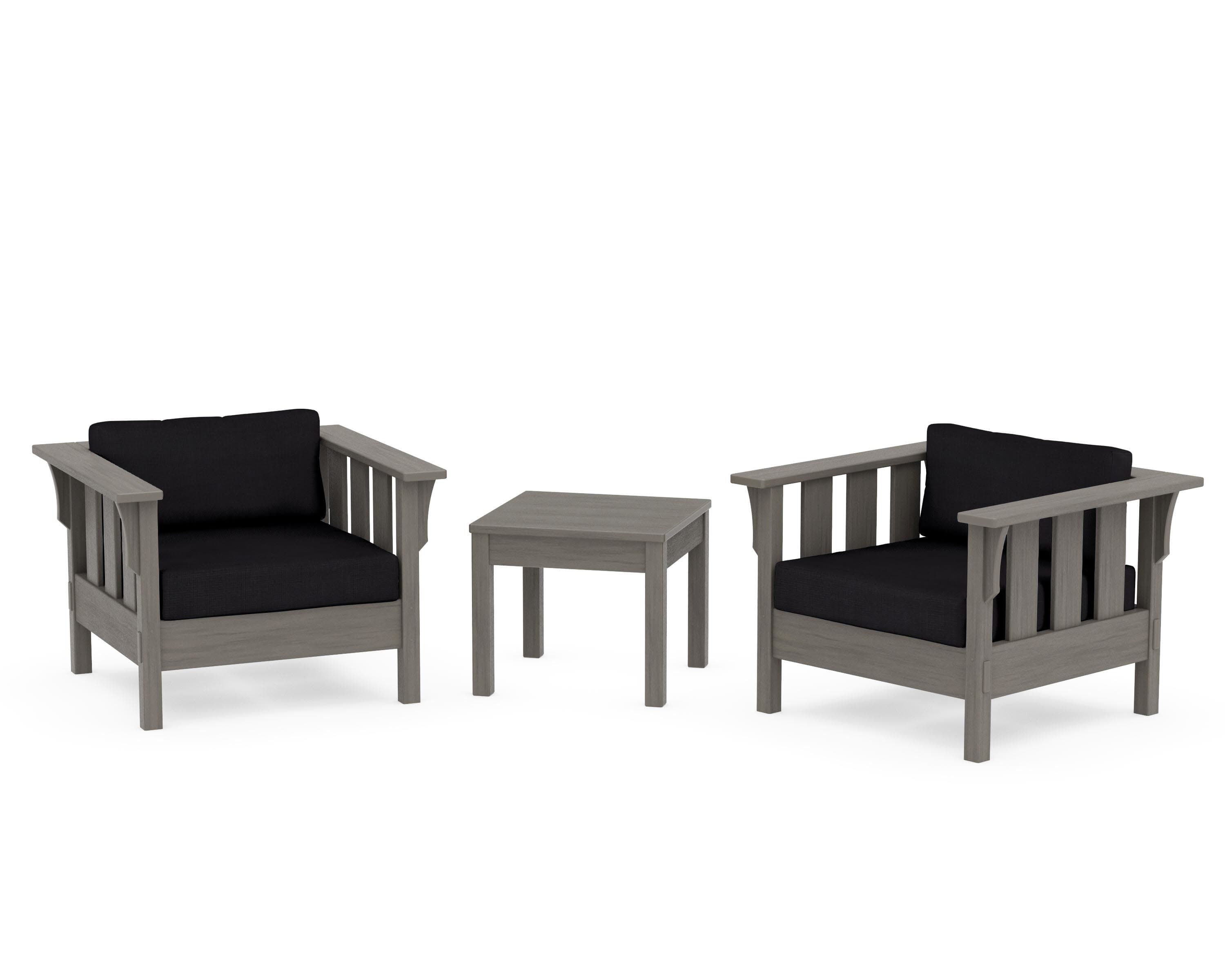 Acadia 3-Piece Deep Seating Set in Driftwood / Midnight Linen