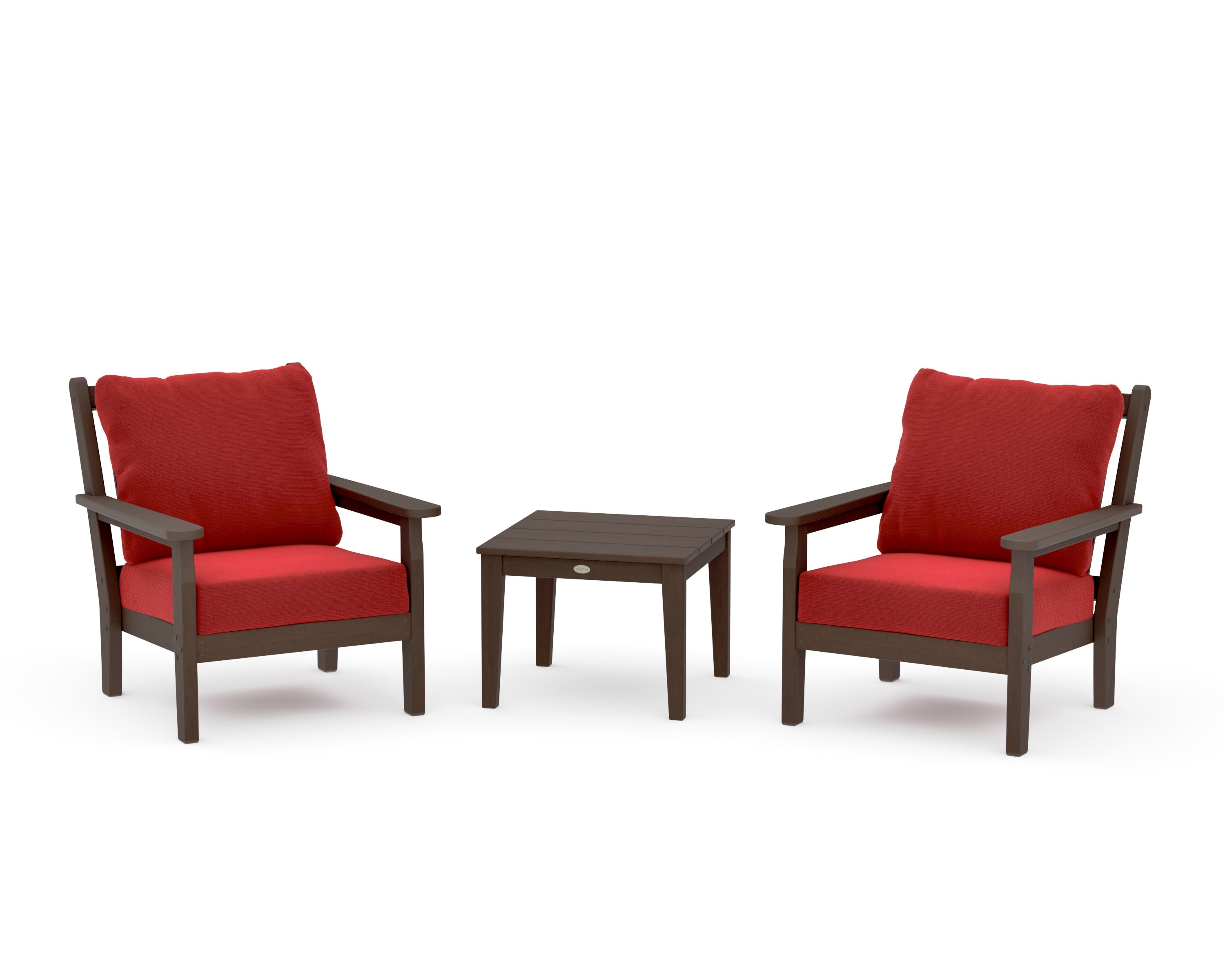 Chippendale 3-Piece Deep Seating Set in Kona / Crimson Linen