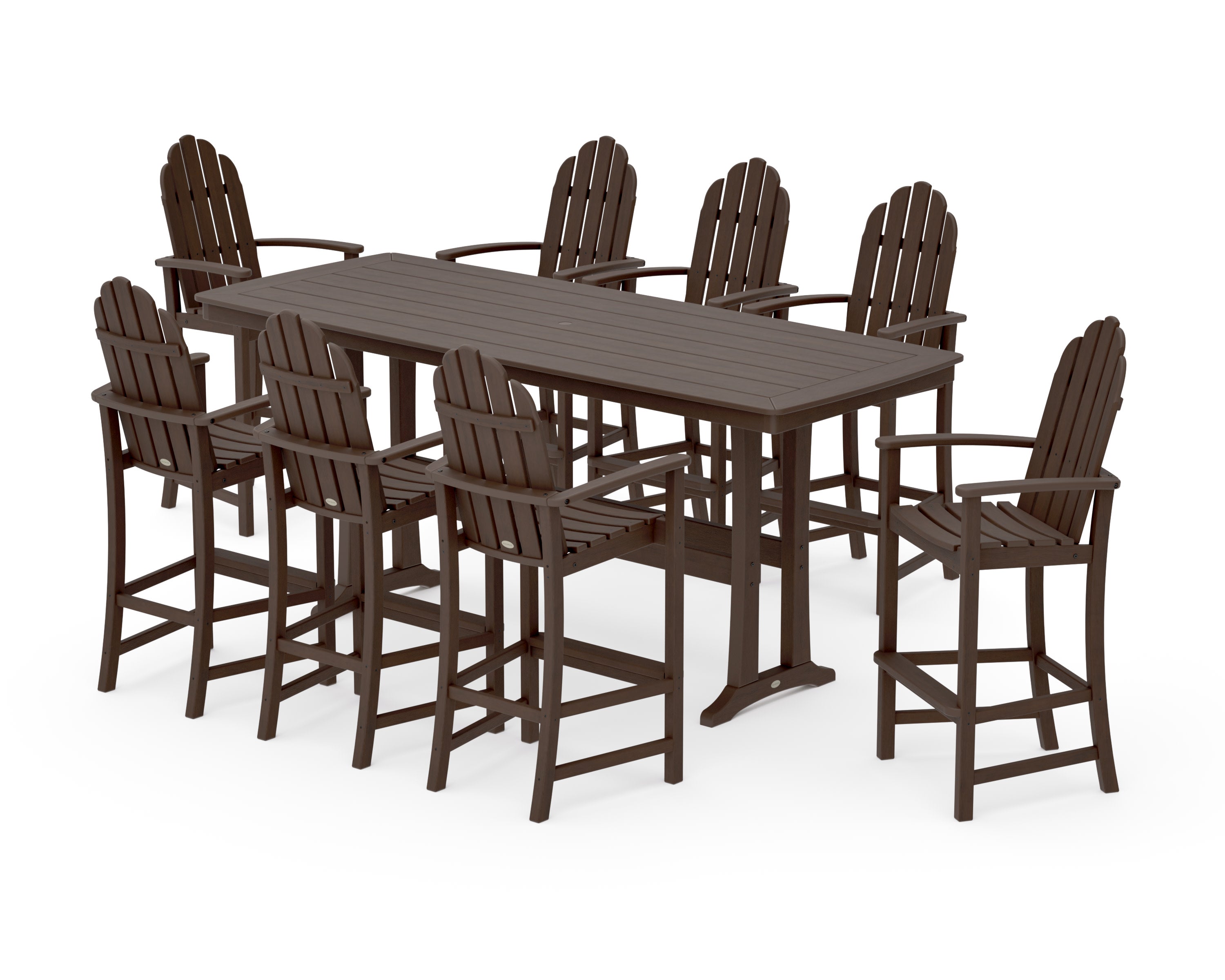 Classic Adirondack 9-Piece Bar Set with Trestle Legs in Kona