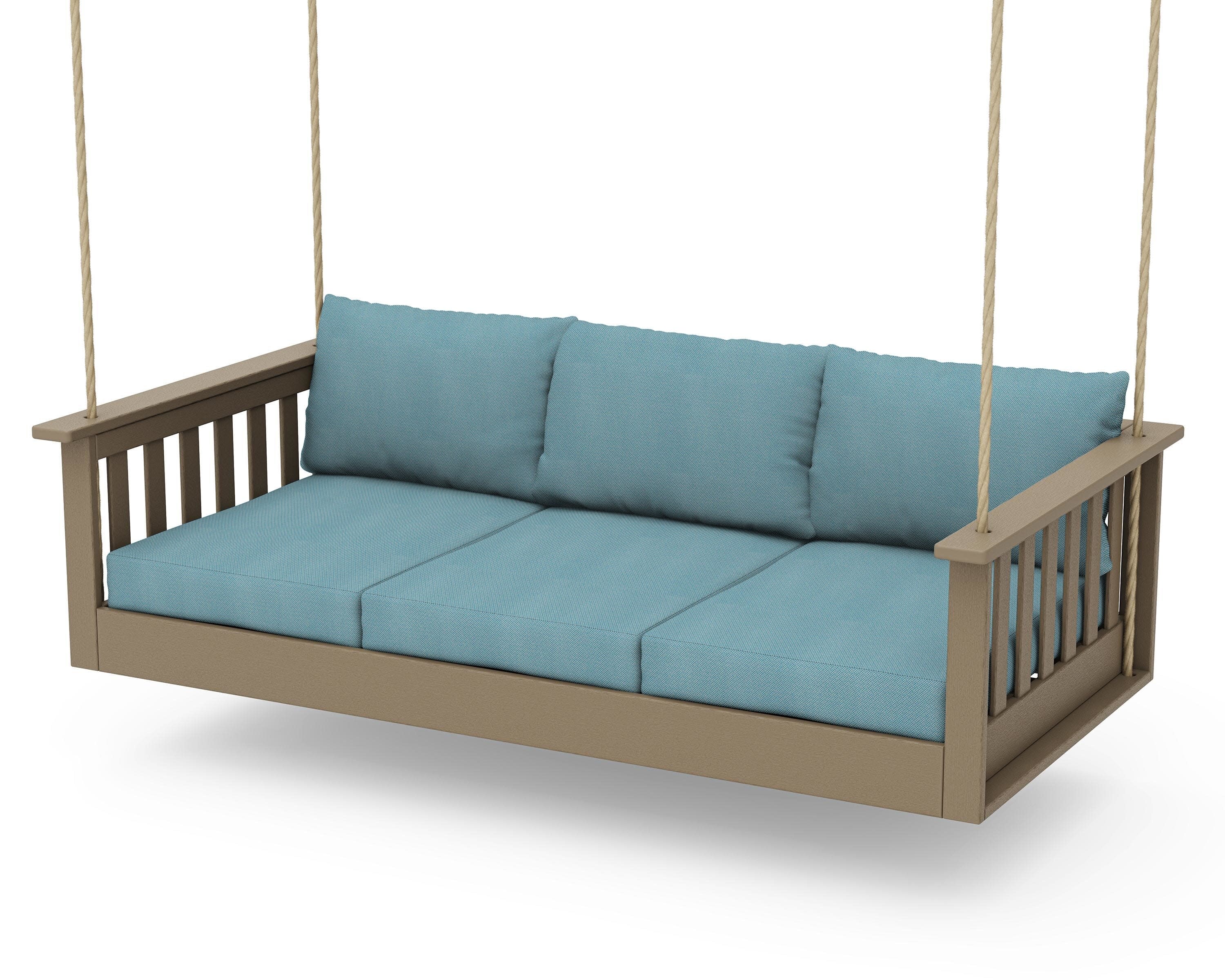 Vineyard Daybed Swing in Vintage Sahara / Lattice Sky Blue