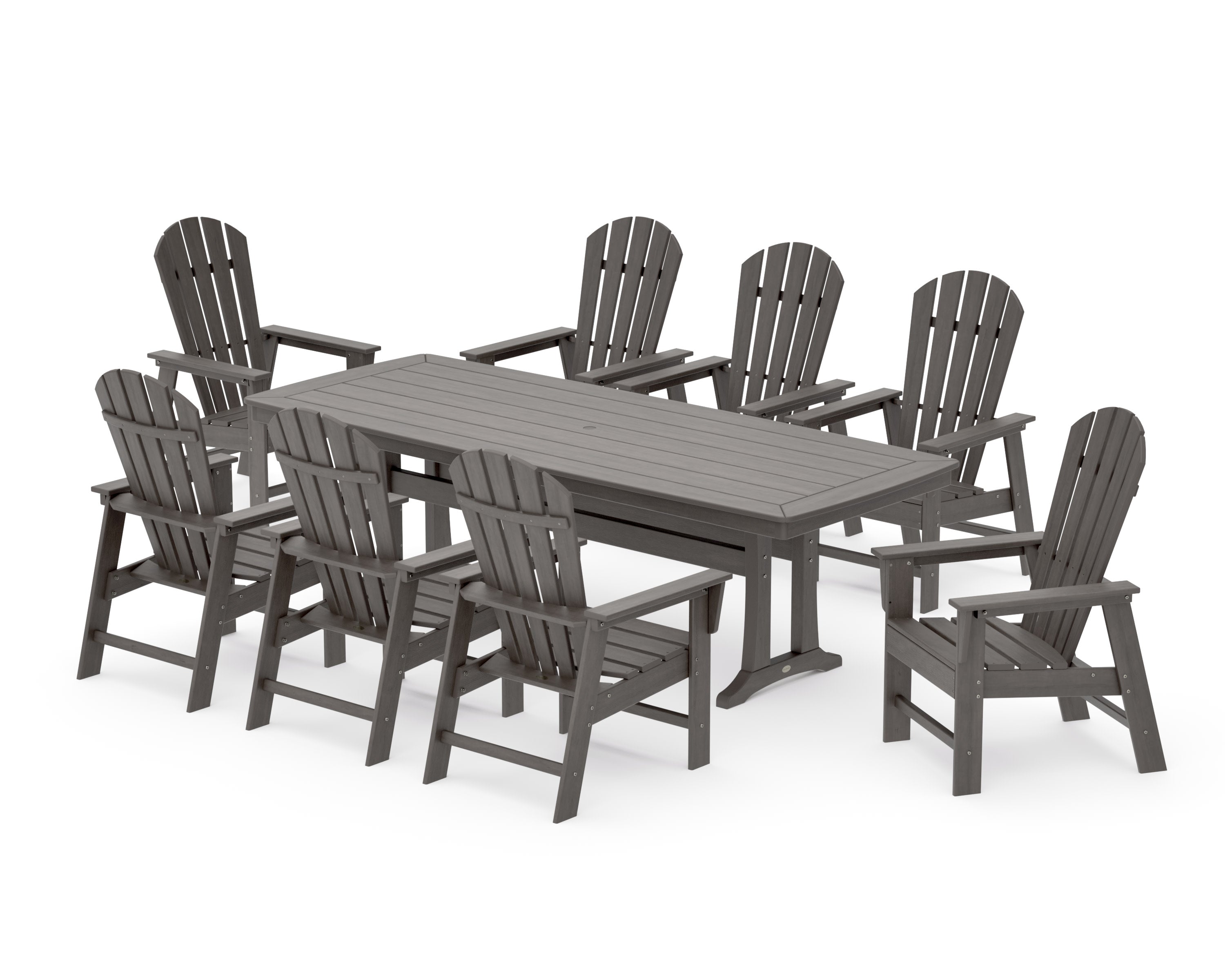 South Beach 9-Piece Dining Set with Trestle Legs in Driftwood