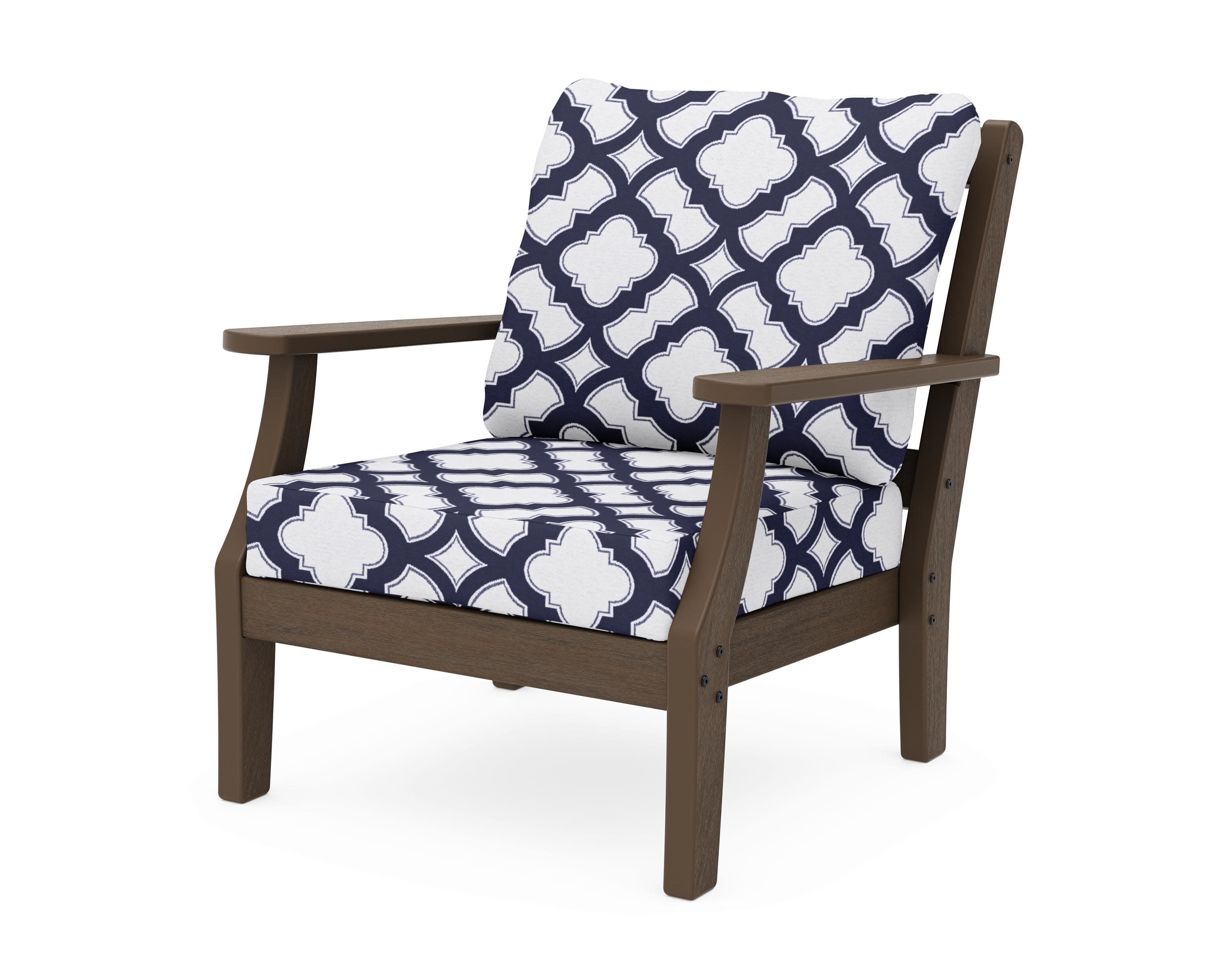 Chinoiserie Deep Seating Chair in Kona / Trellis Navy