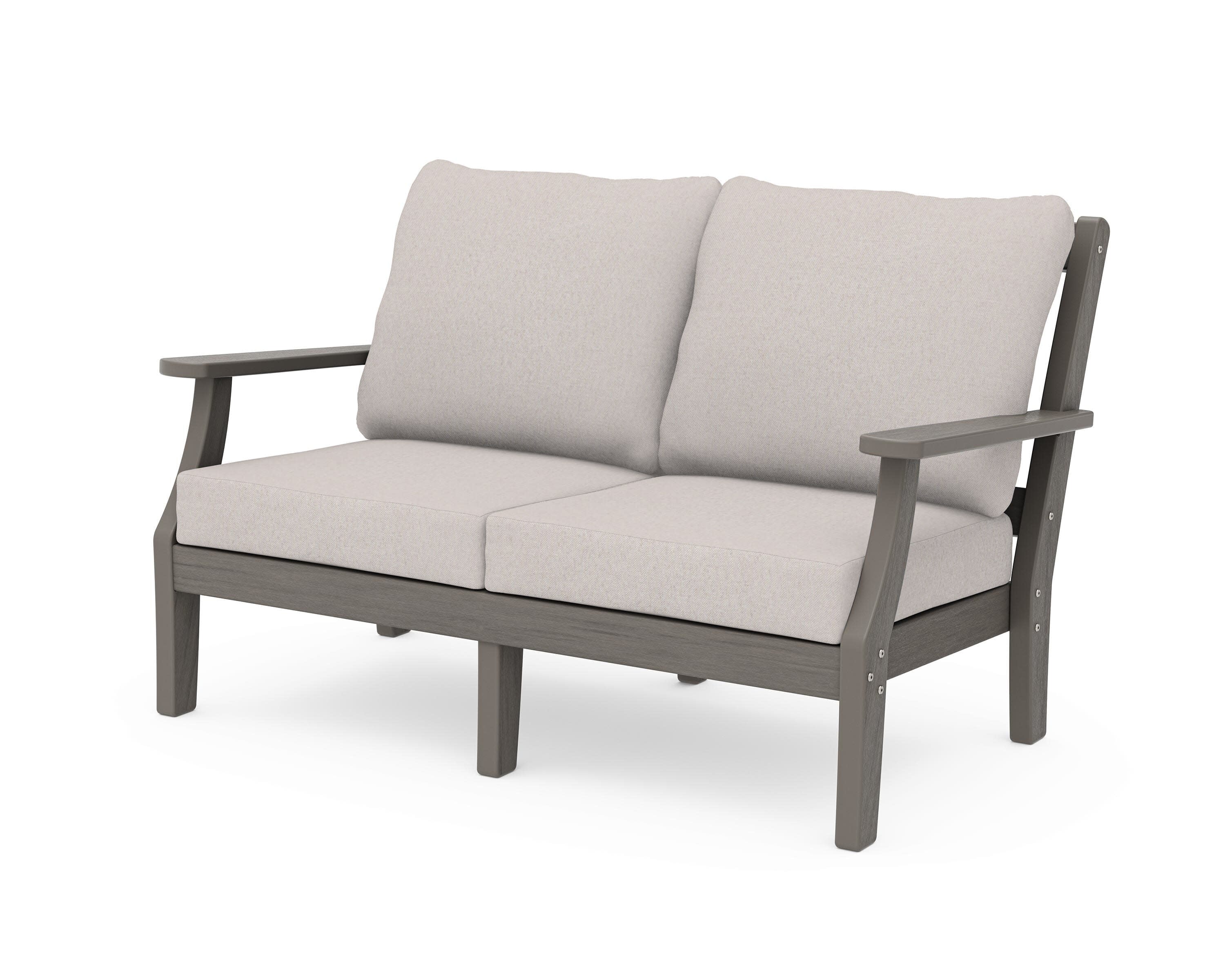 Chinoiserie Deep Seating Loveseat in Driftwood / Dune Burlap