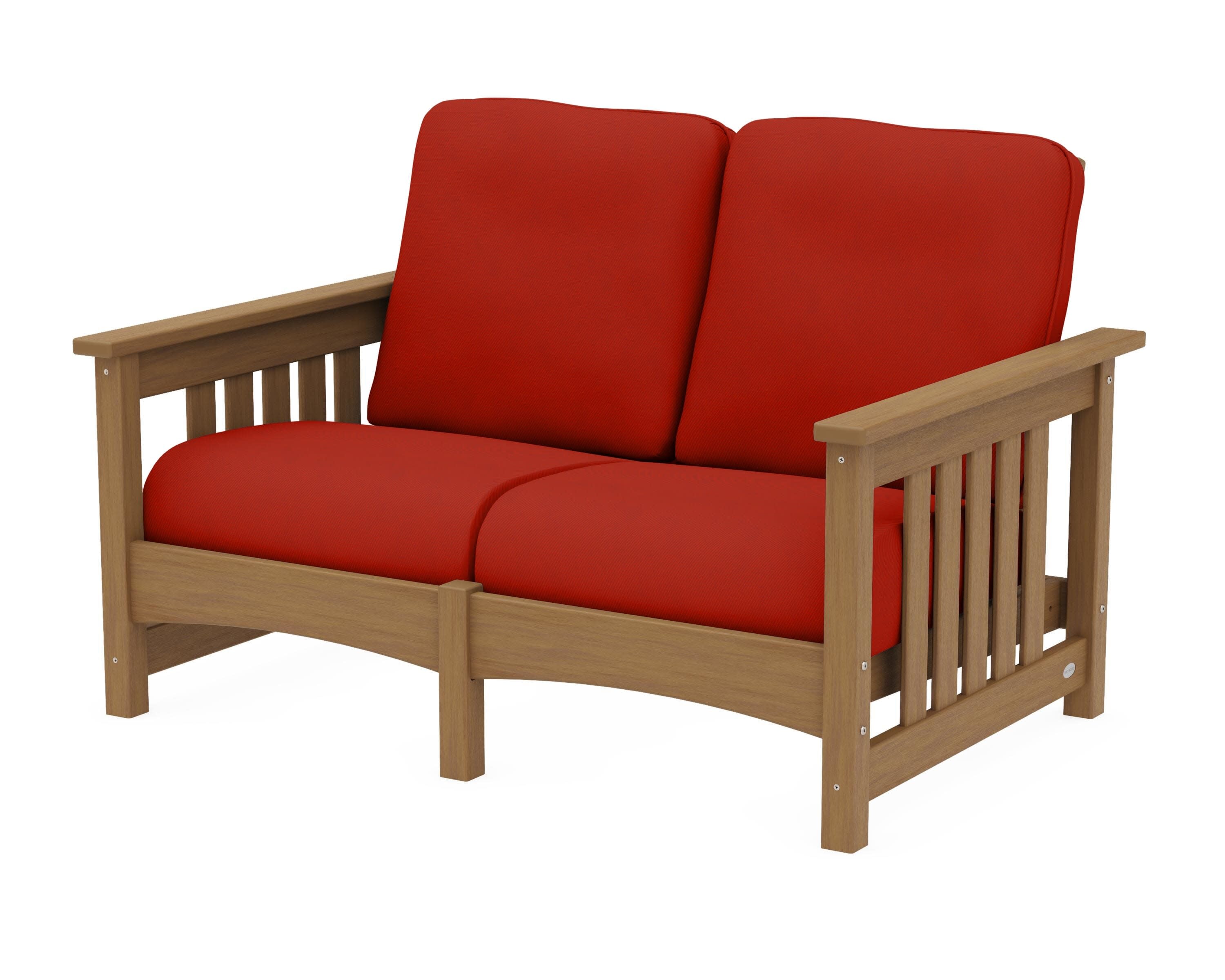 Club Mission Loveseat in Natural / Canvas Jockey Red