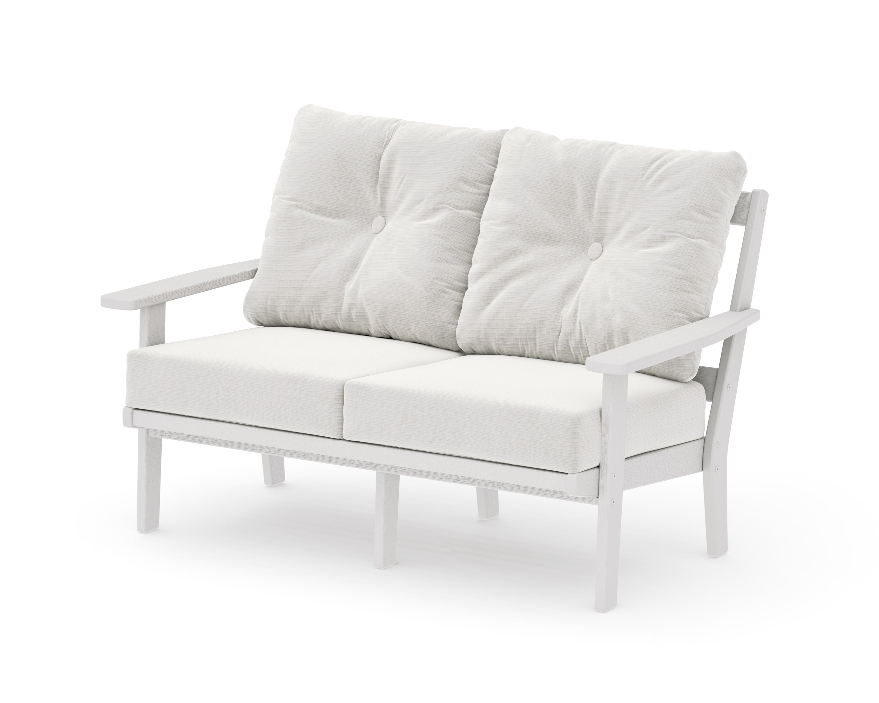 Prairie Deep SeatingLoveseat in Vintage White / Natural Linen