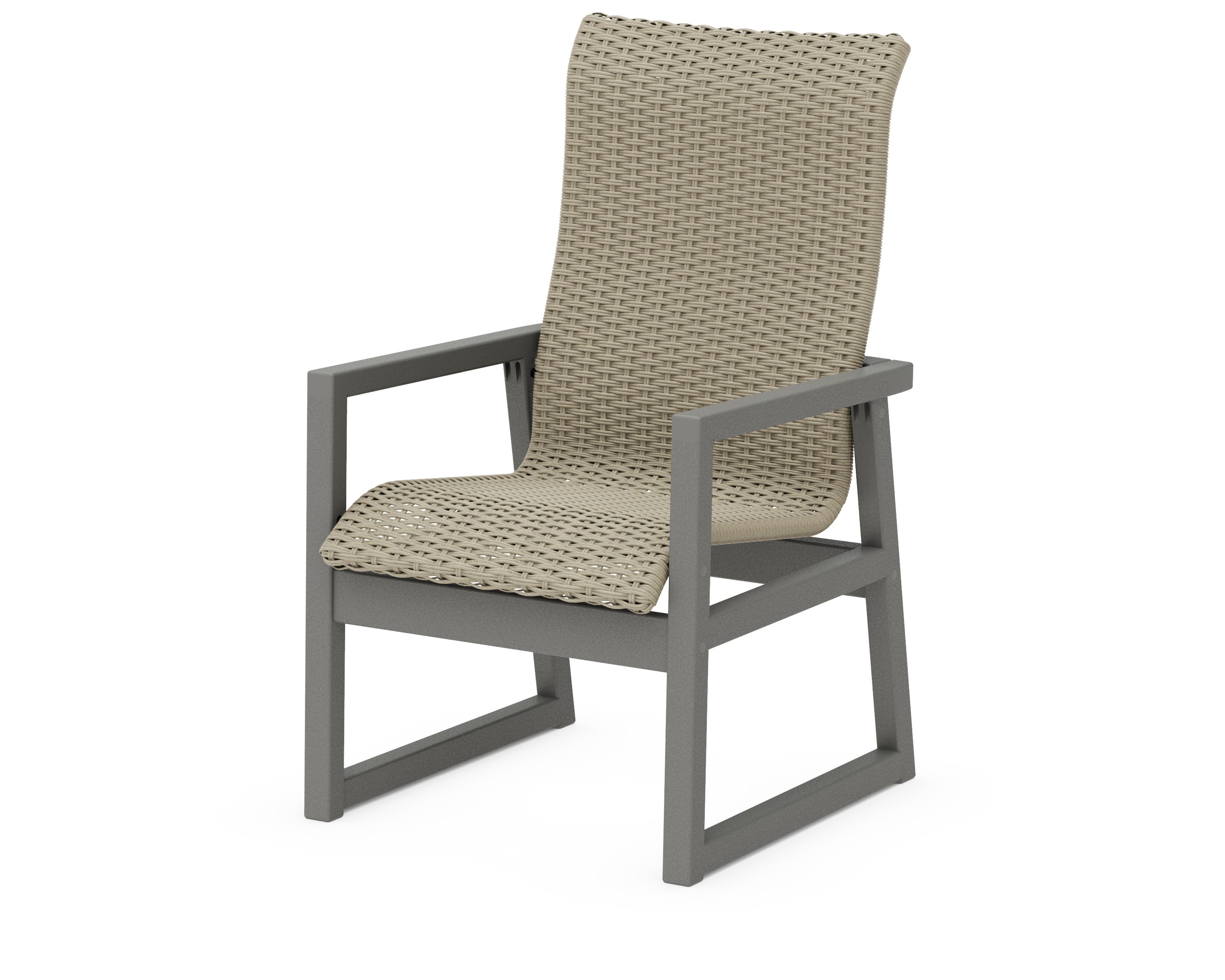 EDGE Woven High-Back Dining Arm Chair in Slate Grey / Dune Grass