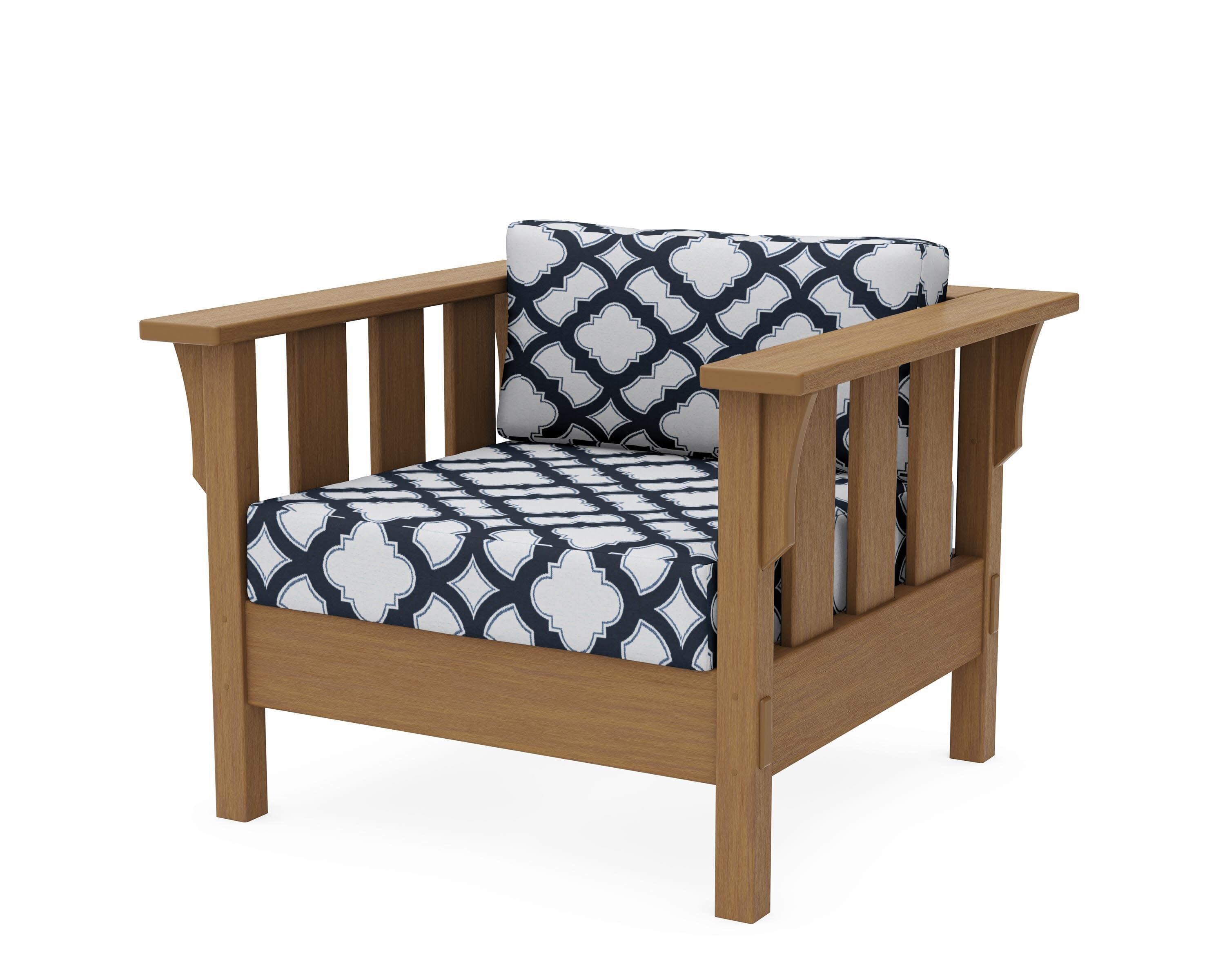 Acadia Deep Seating Chair in Natural / Trellis Marine Indigo