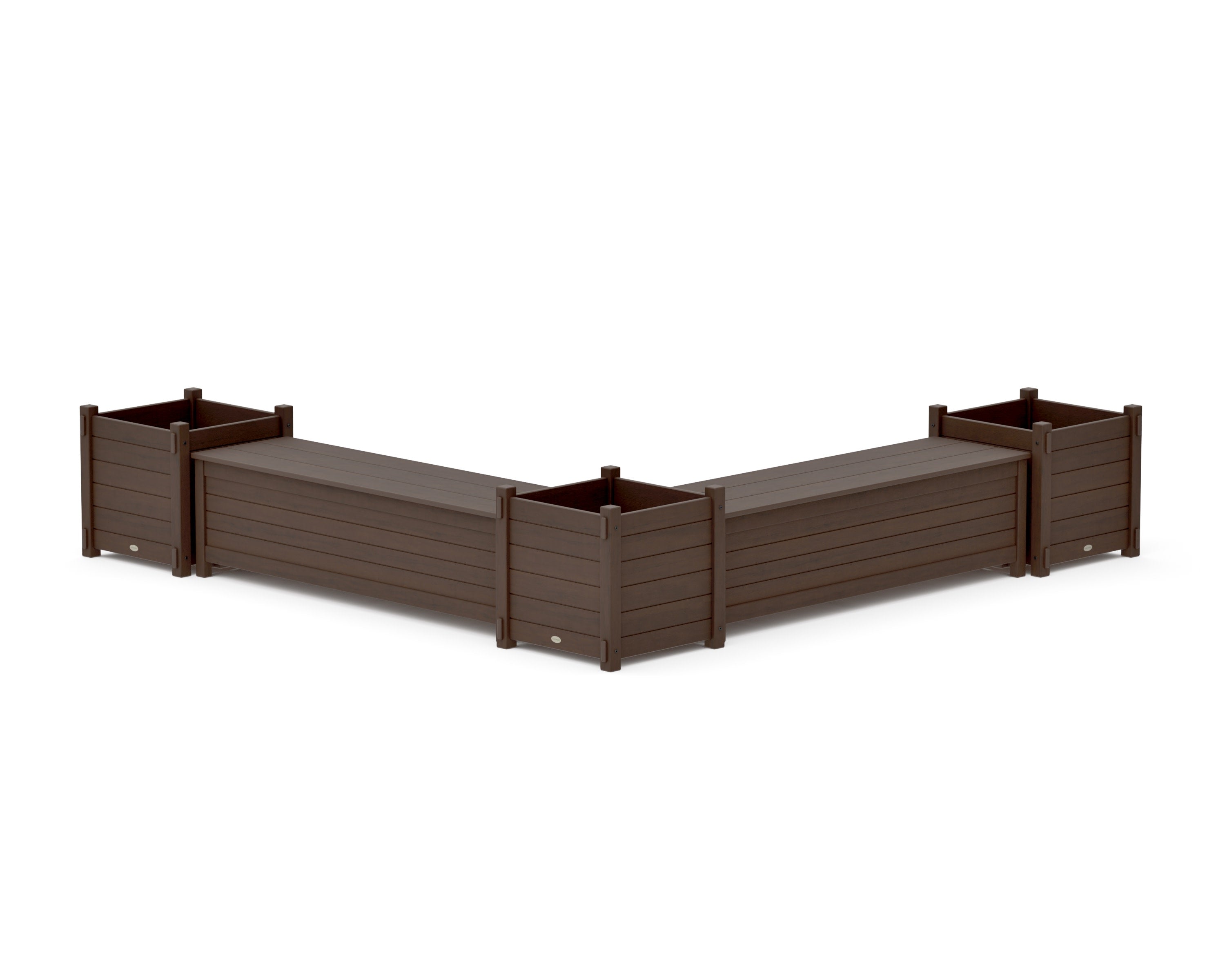 60" Nautical L- Shaped Planter Storage Bench Corner Set- Large in Kona