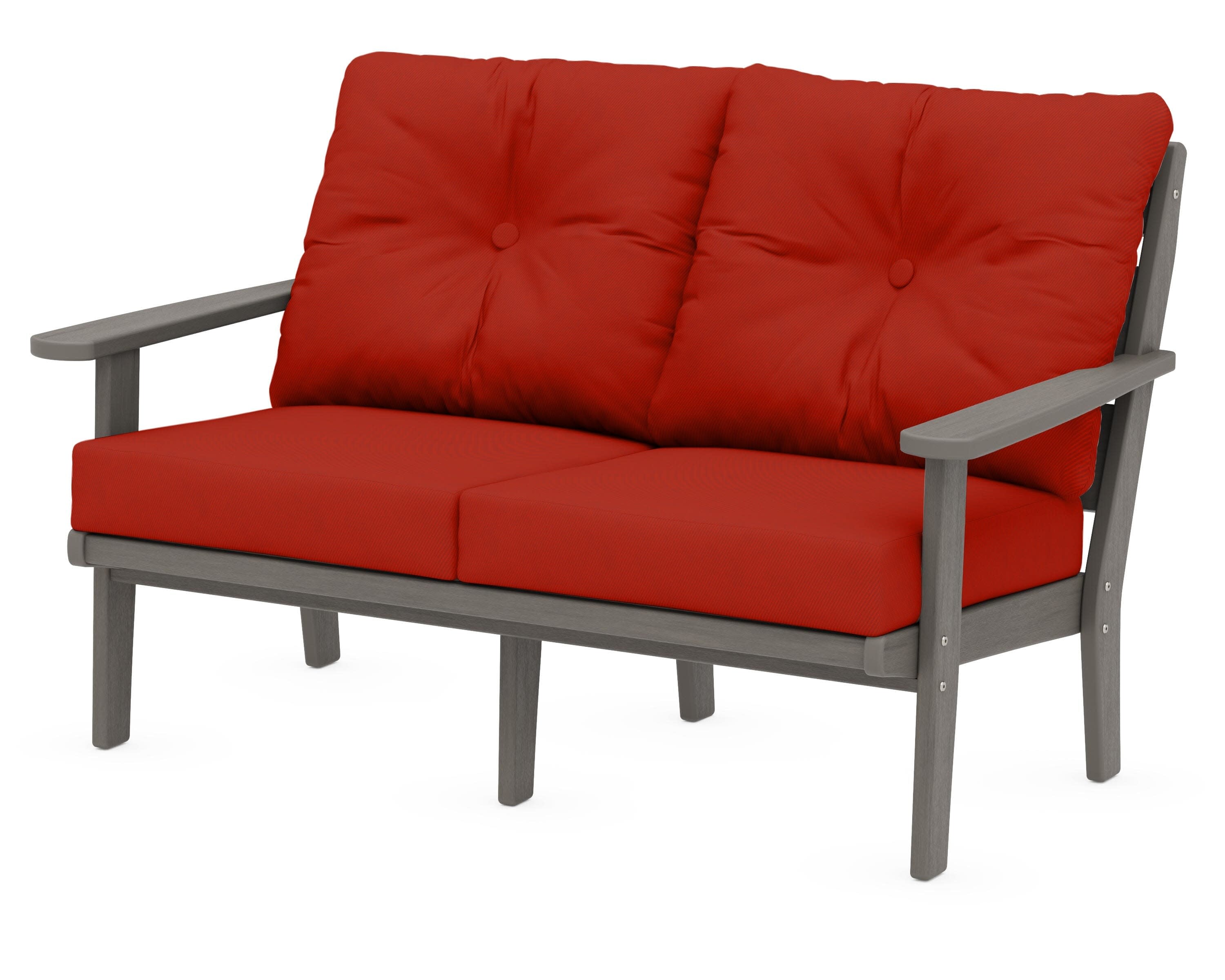 Lakeside Deep Seating Loveseat in Driftwood / Canvas Jockey Red
