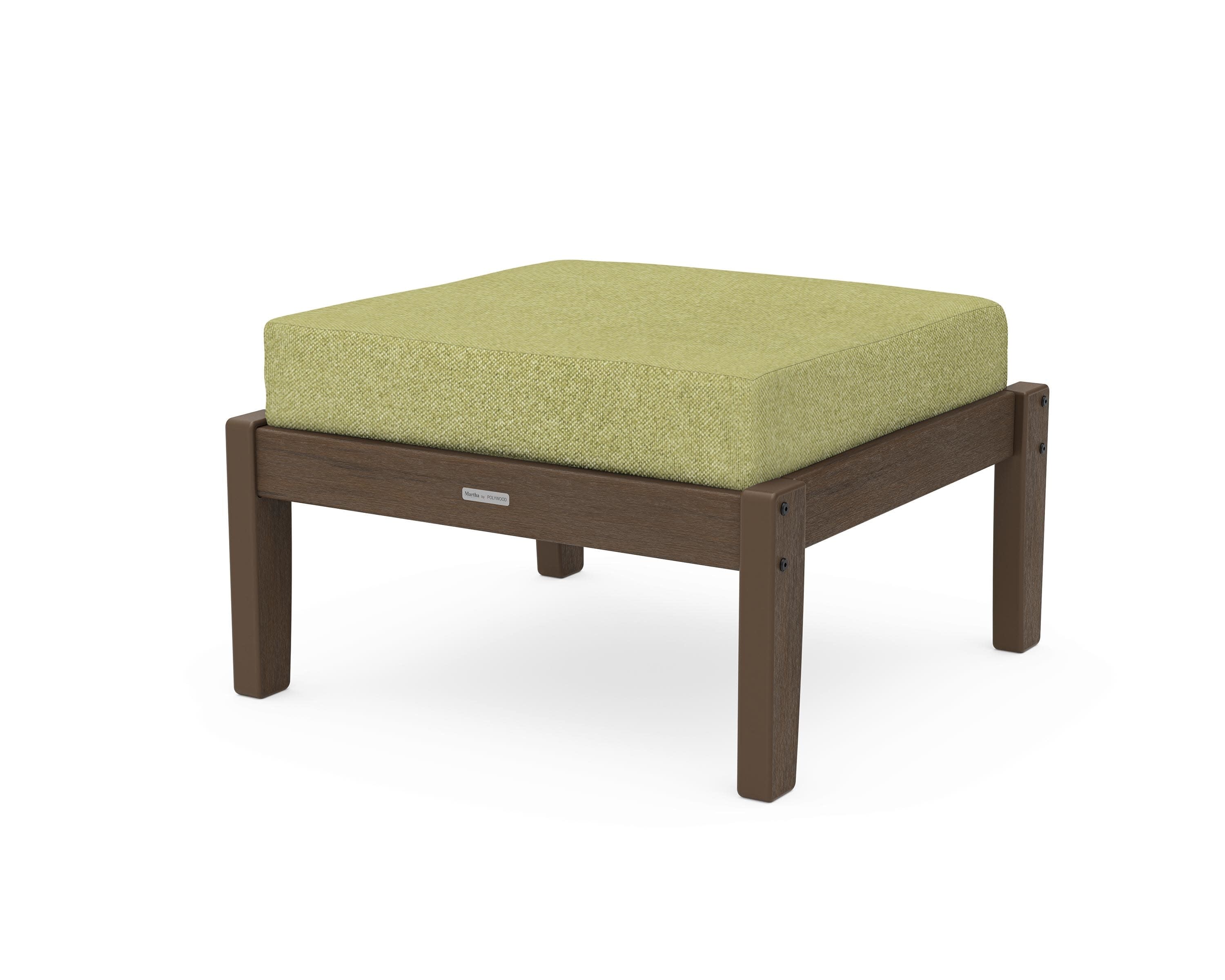 Chinoiserie Deep Seating Ottoman in Kona / Chartreuse Boucle