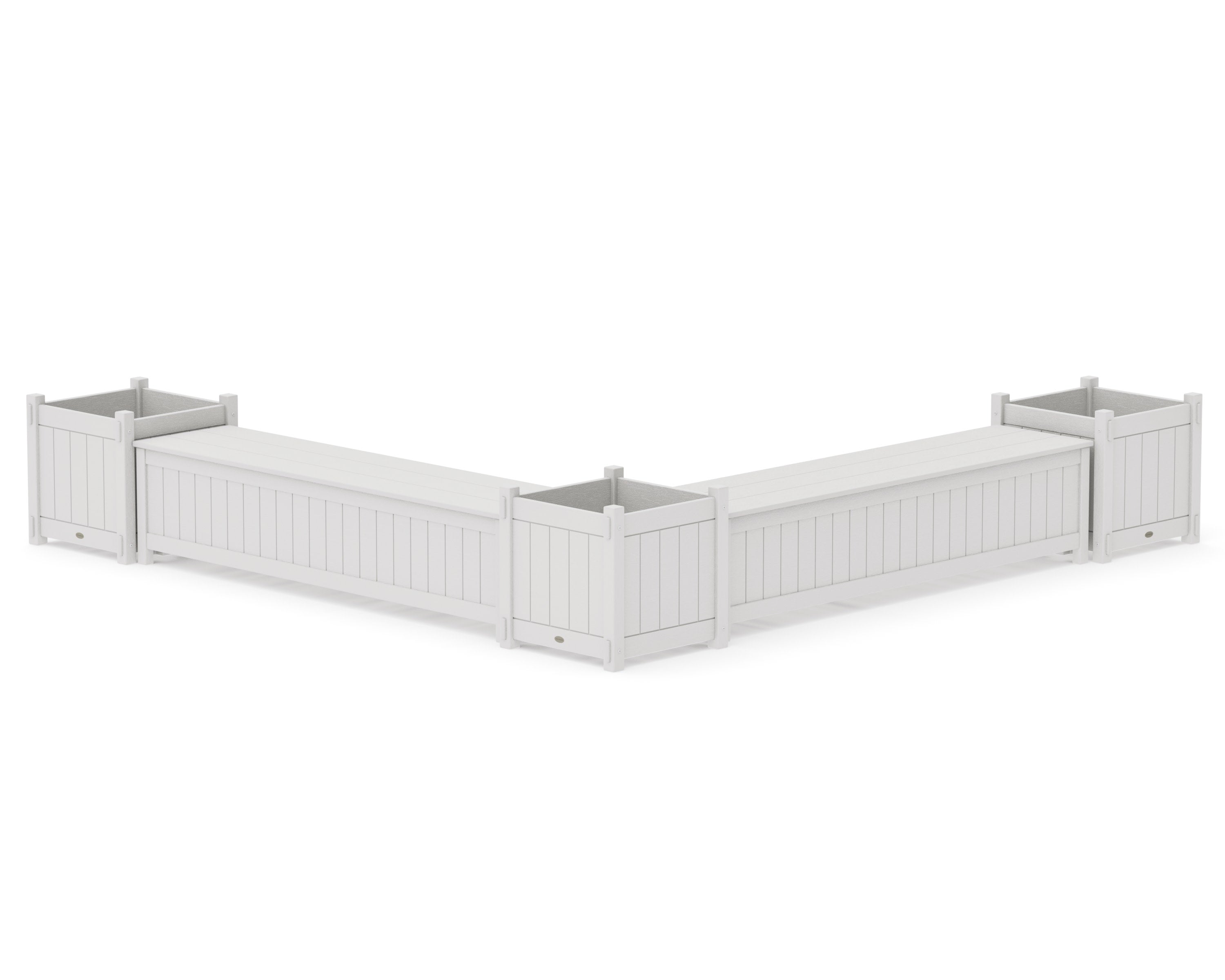 72" Vineyard L- Shaped Planter Storage Bench Corner Set- Large in Vintage White