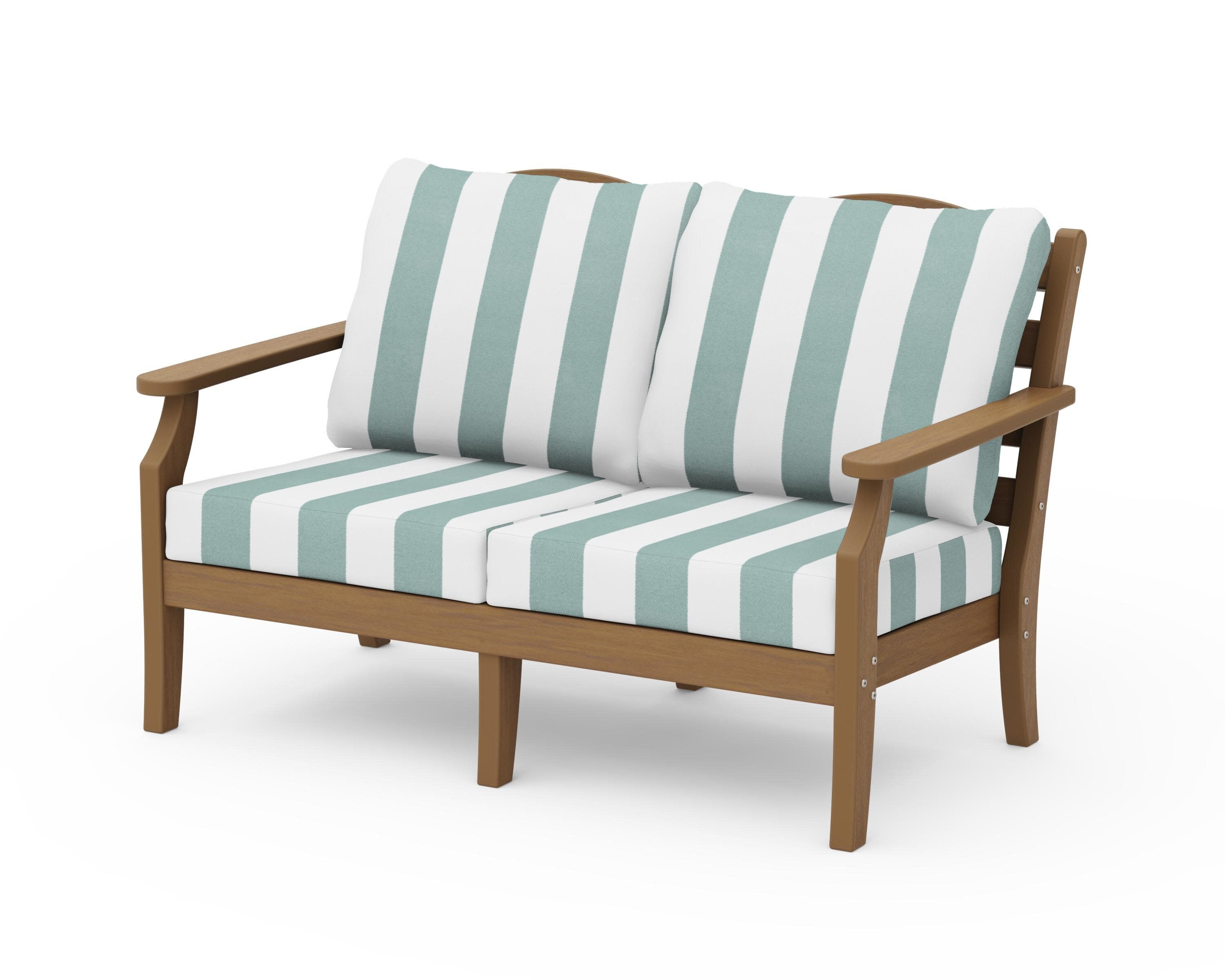 Savannah Deep Seating Loveseat in Natural / Cabana Stripe Glacier Spa