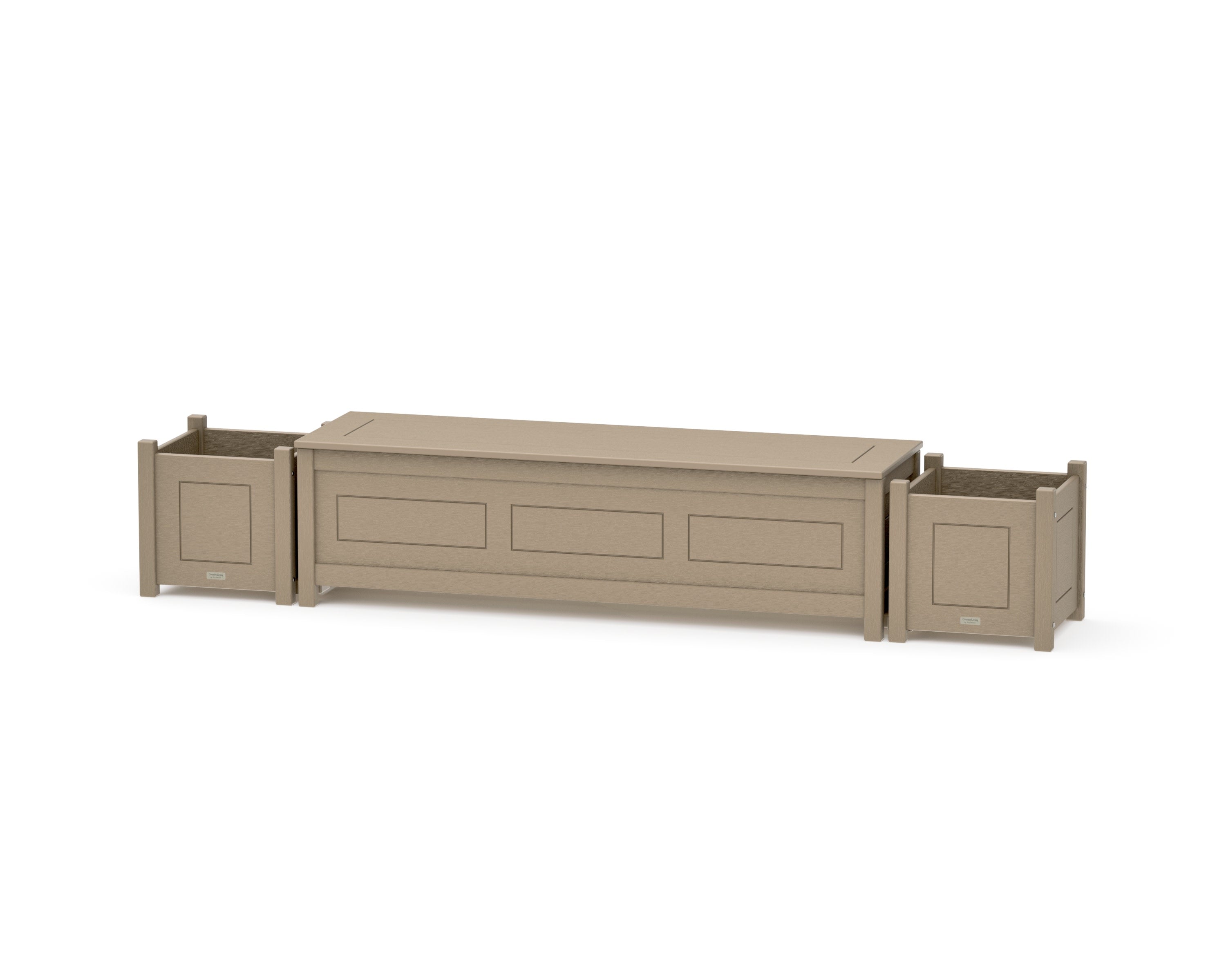 60" Country Living Straight Planter Storage Bench Set in Vintage Sahara