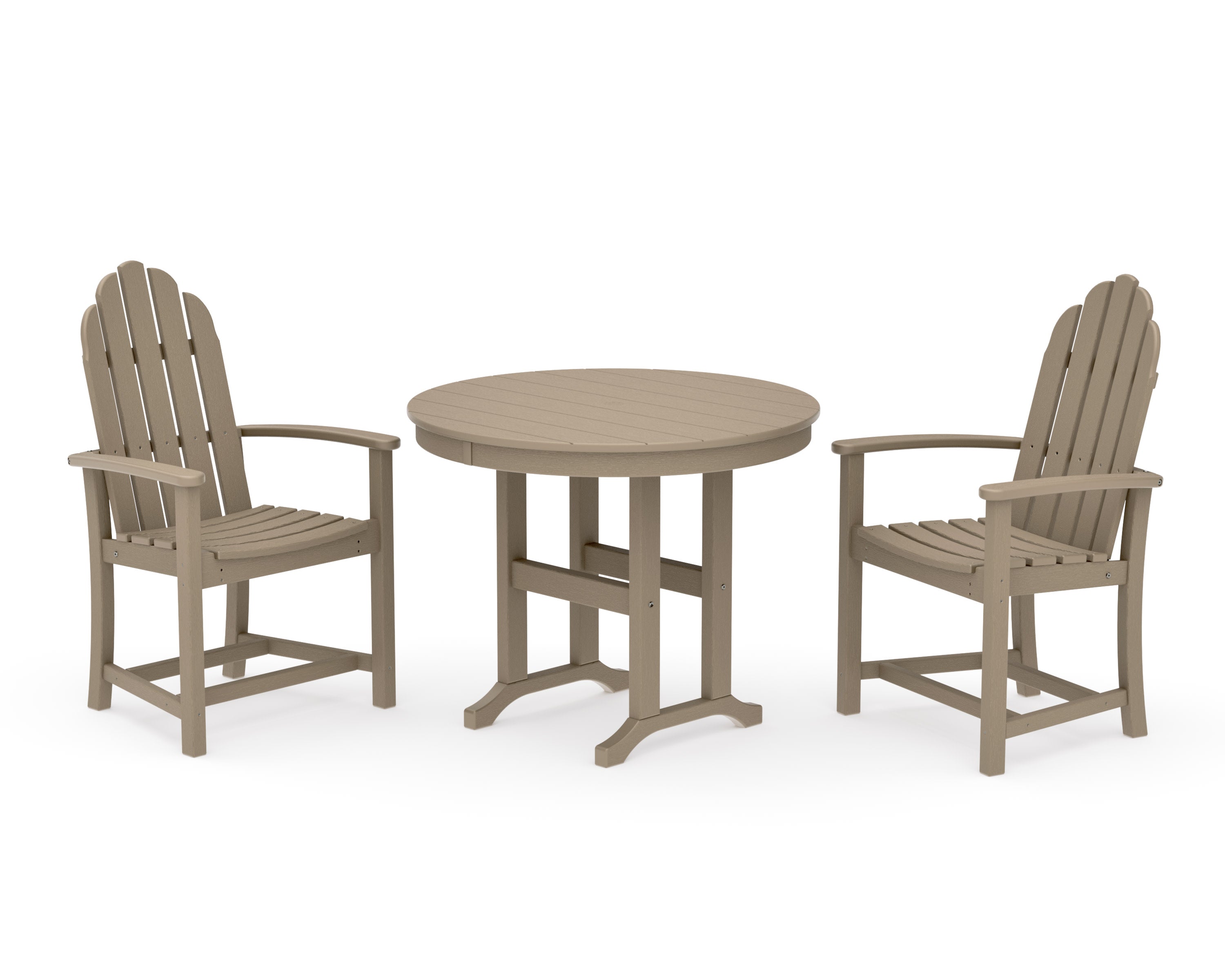 Classic Adirondack 3-Piece Round Dining Set in Vintage Sahara