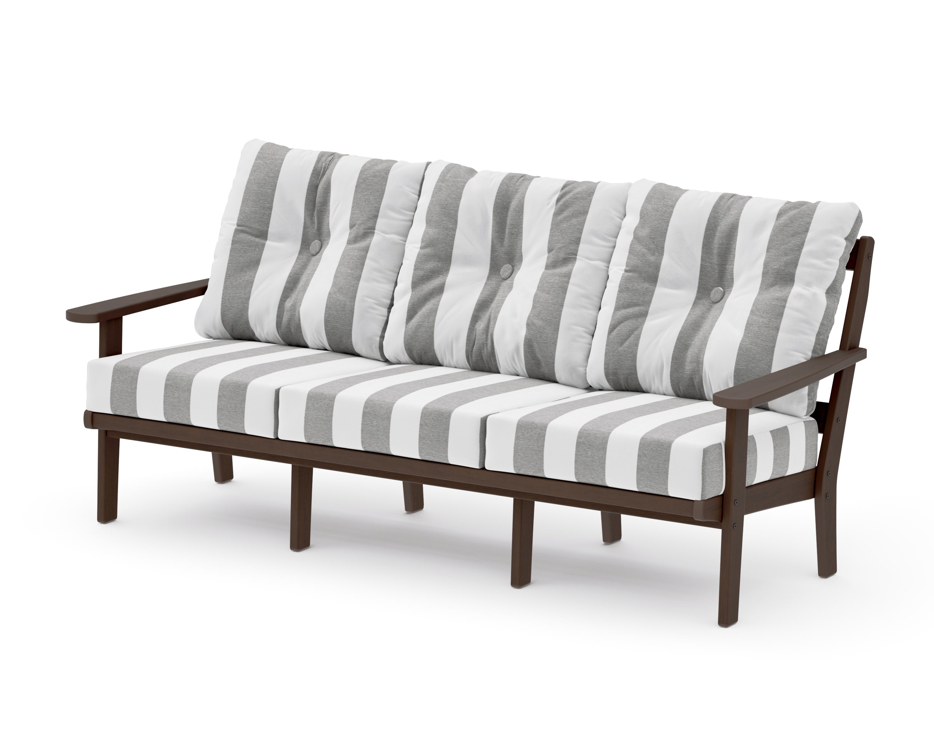 Mission Deep Seating Sofa in Kona / Cabana Stripe Grey Mist