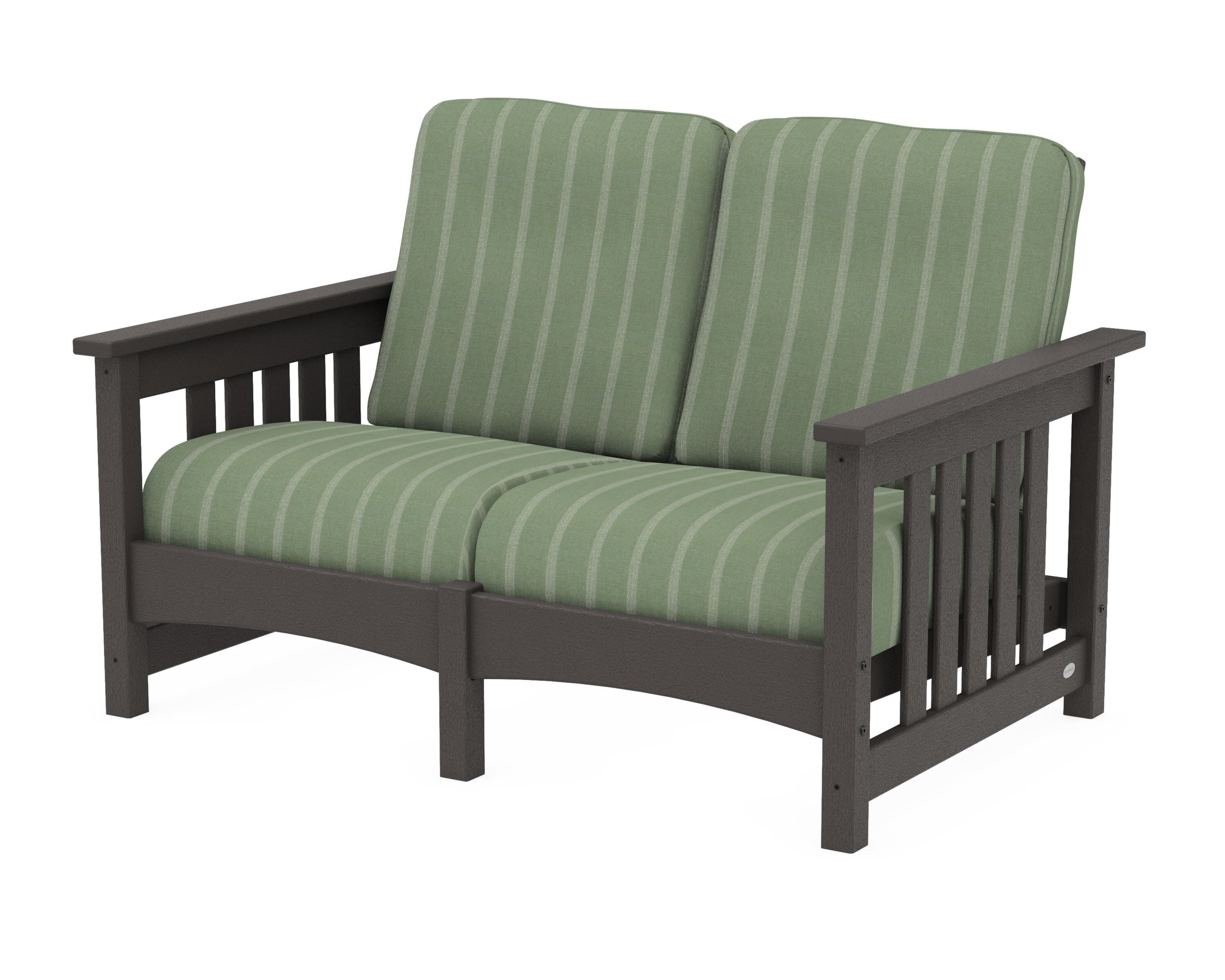 Club Mission Loveseat in Vintage Coffee / Unwind Rainwashed