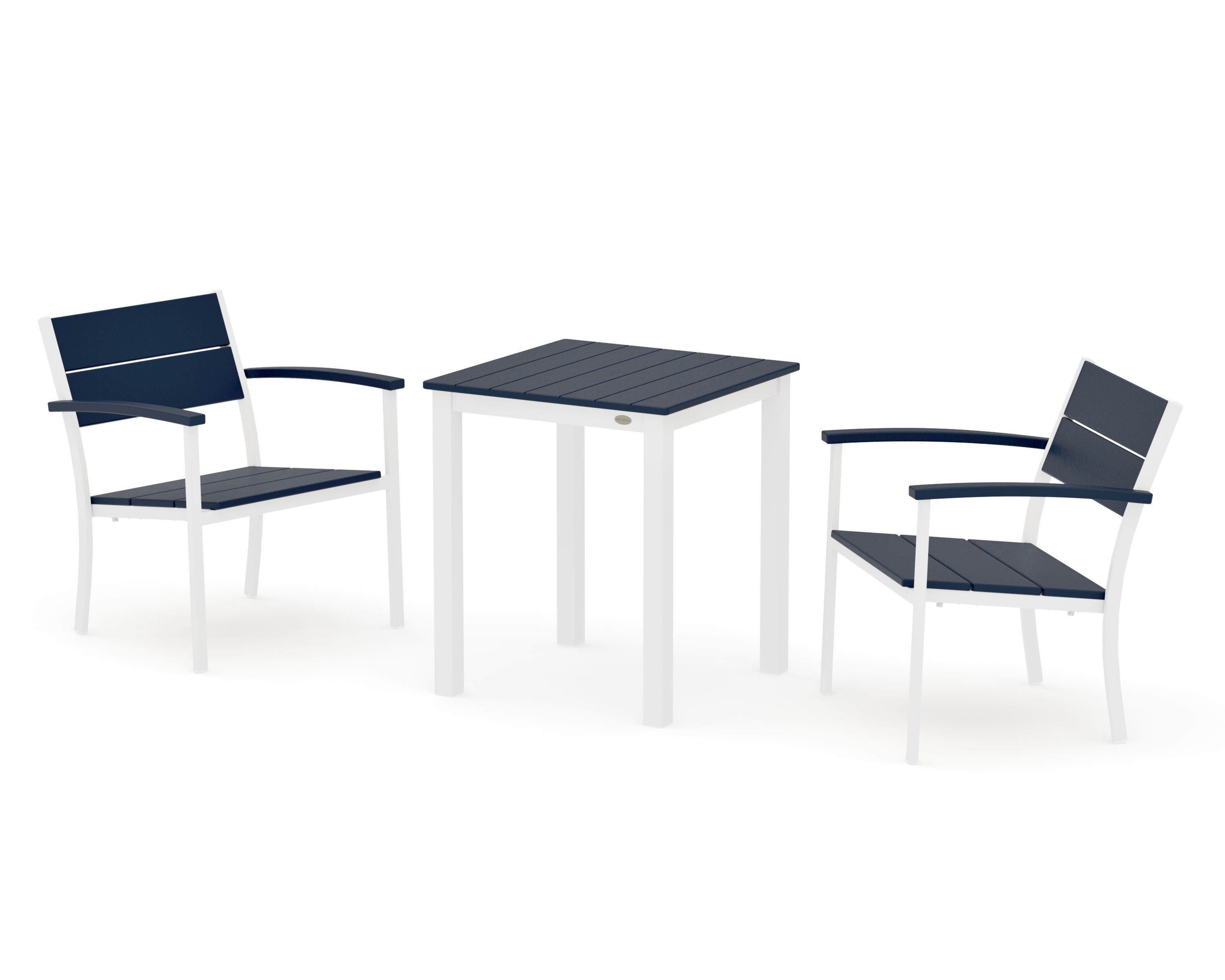 Main Street 3-Piece Square Dining Set in White / Navy