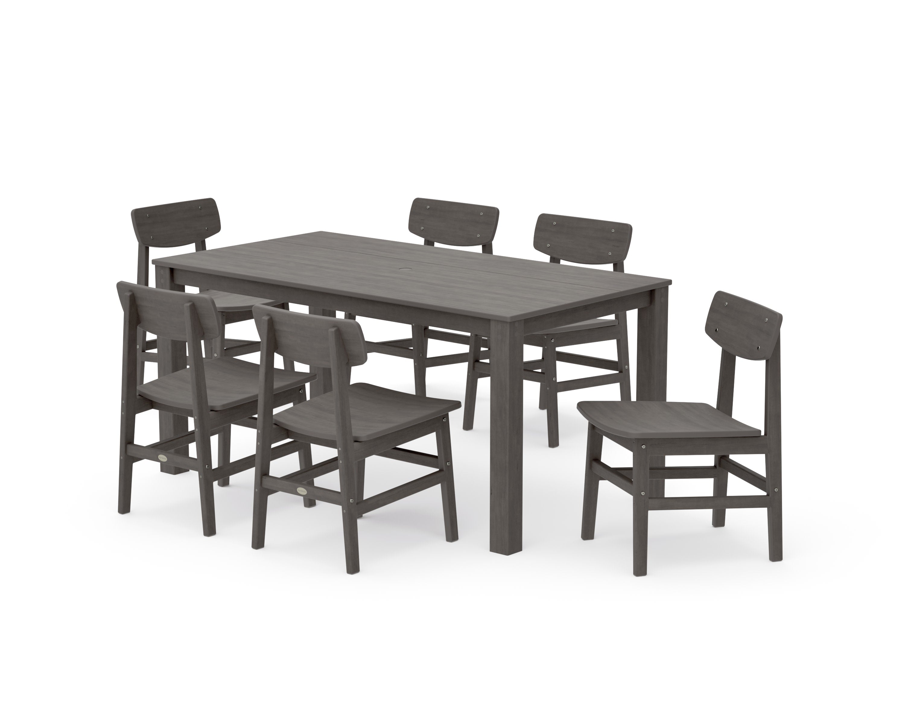Modern Studio Urban Chair 7-Piece Parsons Table Dining Set in Driftwood