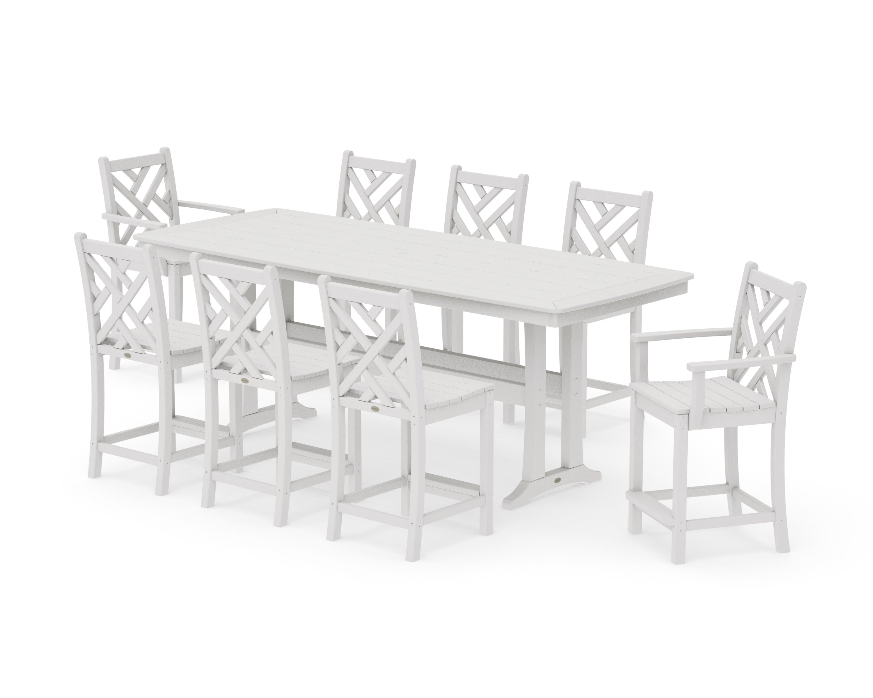 Chippendale 9-Piece Counter Set with Trestle Legs in Vintage White