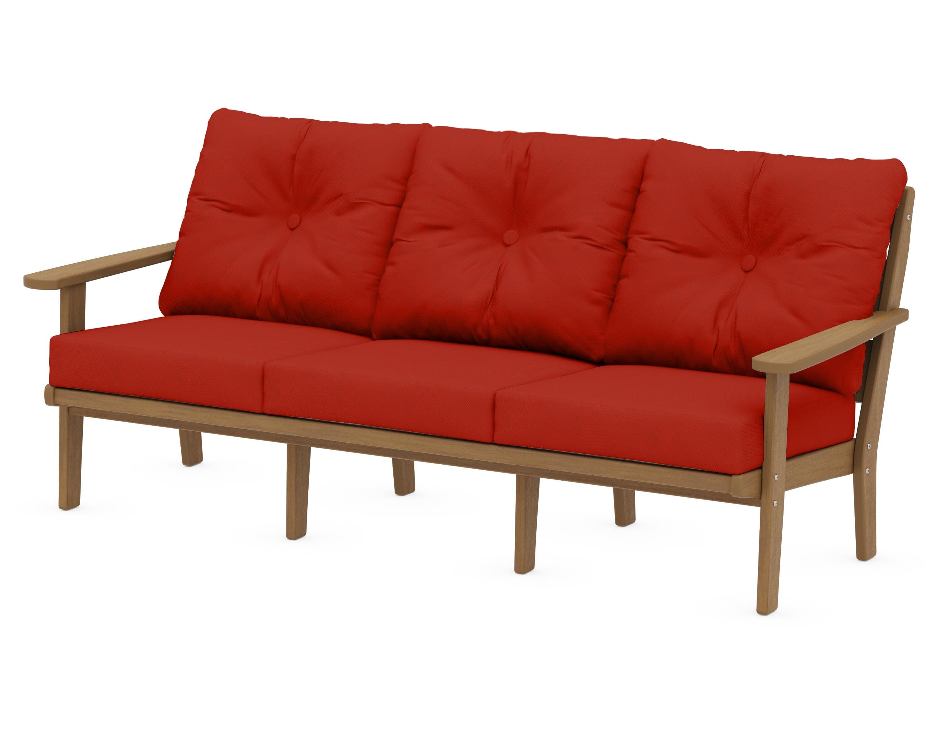 Lakeside Deep Seating Sofa in Natural / Canvas Jockey Red