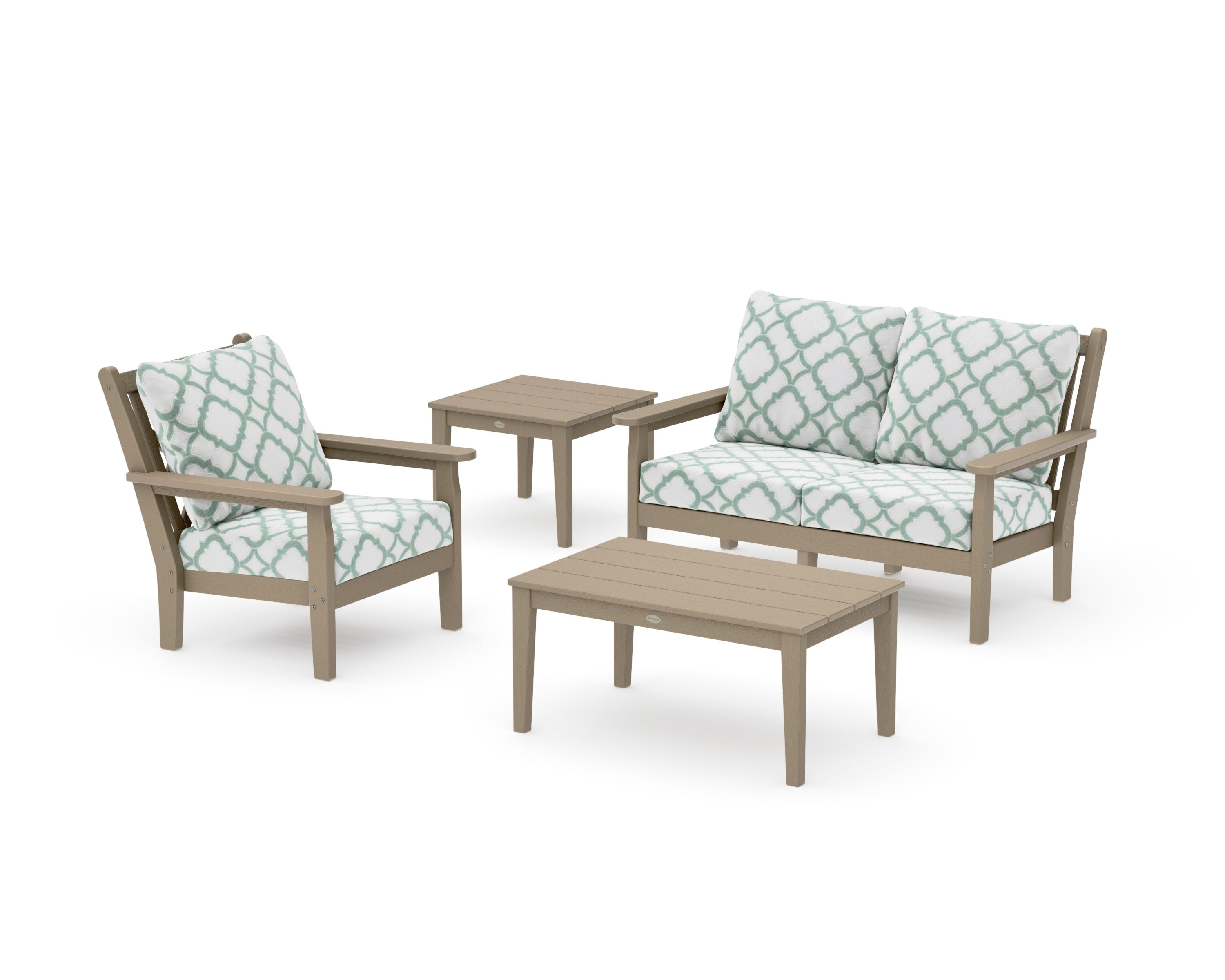 Chippendale 4-Piece Deep Seating Set in Vintage Sahara / Trellis Glacier Spa