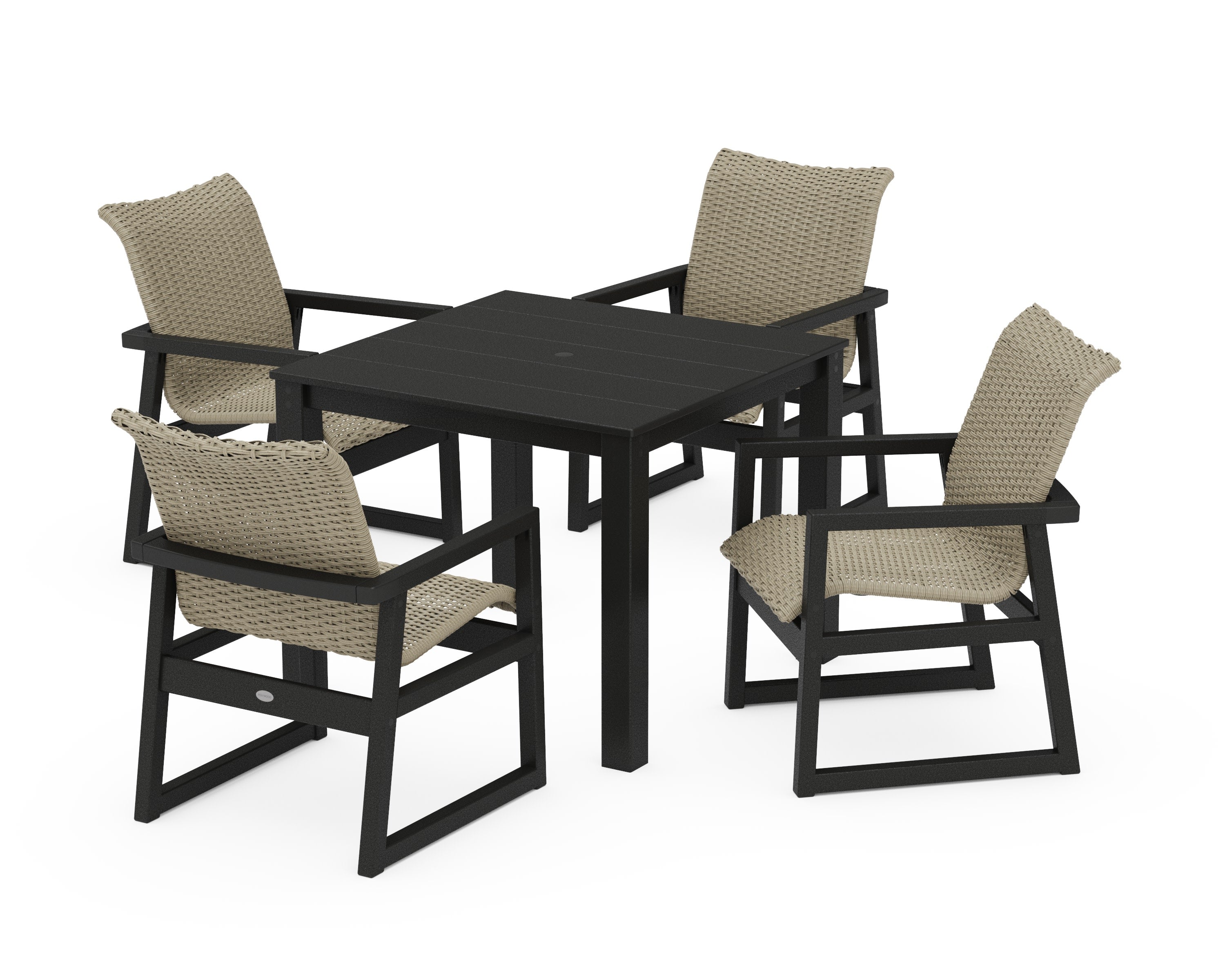 EDGE Woven 5-Piece Parsons Dining Set in Black / Dune Grass