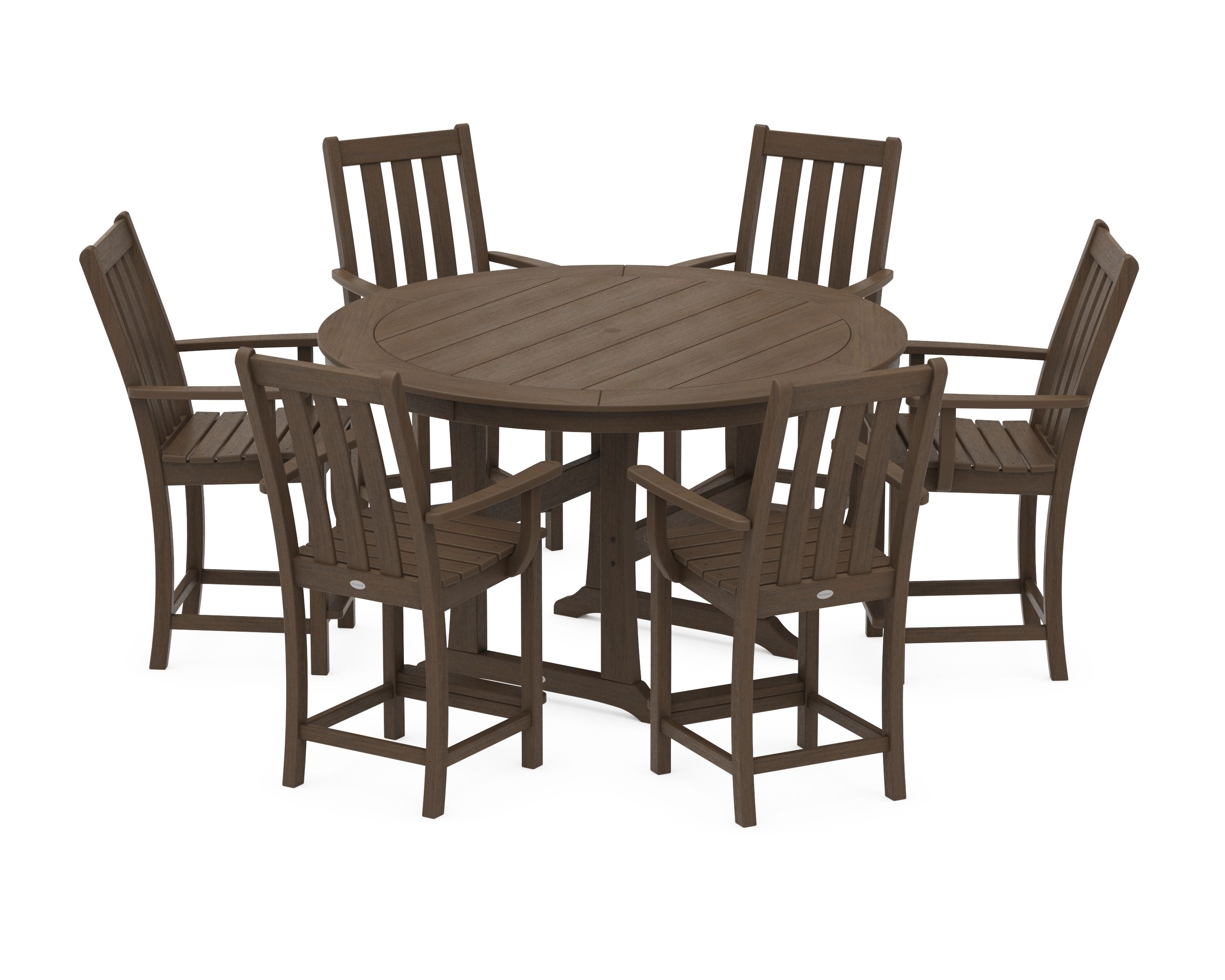Vineyard 7-Piece Arm Chair Round Counter Set in Kona