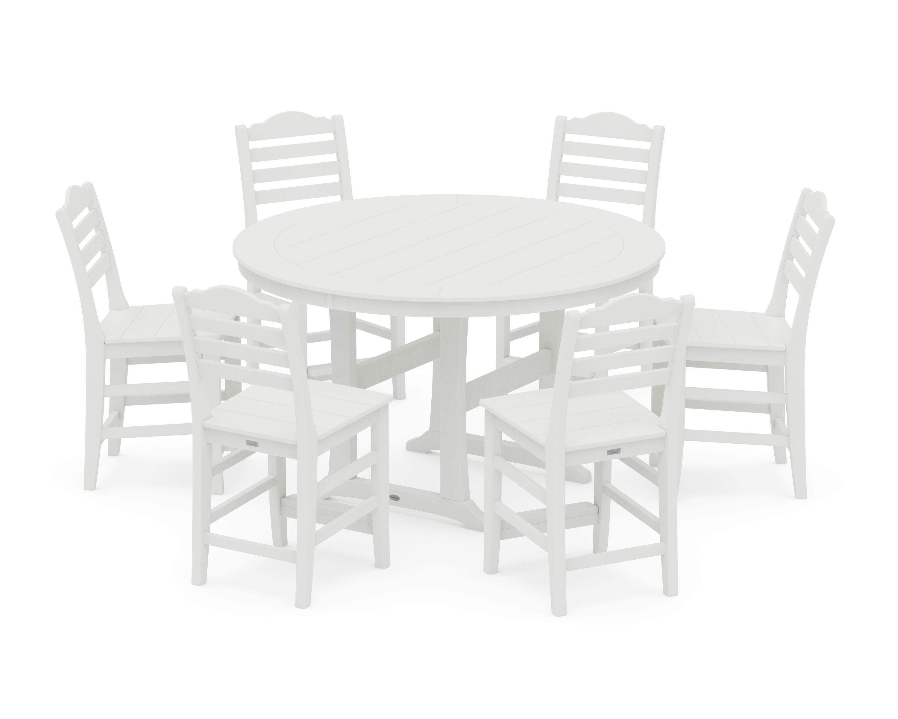 Savannah 7-Piece Side Chair Round Counter Set in Vintage White
