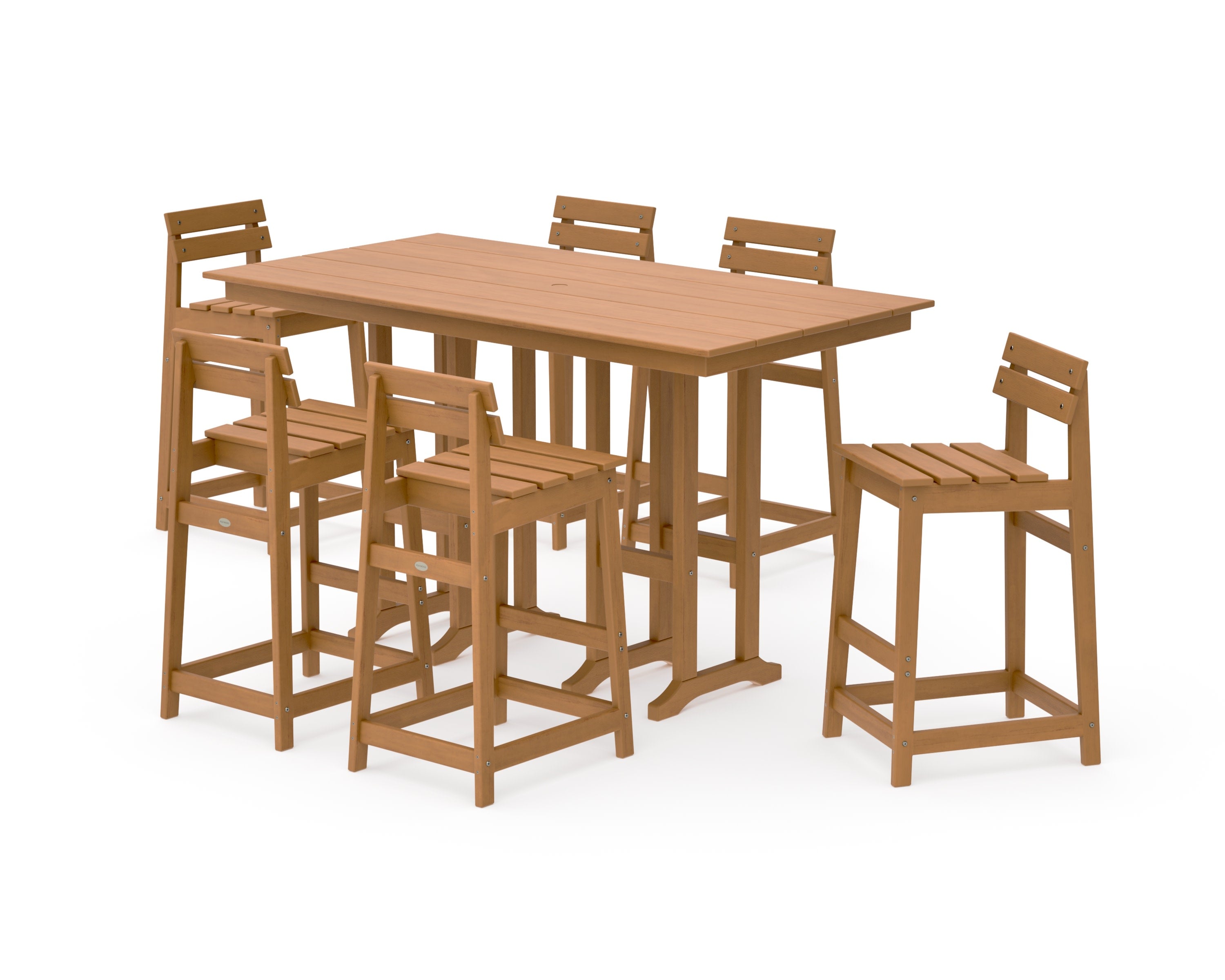 Modern Studio Plaza Lowback Bar Chair 7-Piece Set in Natural