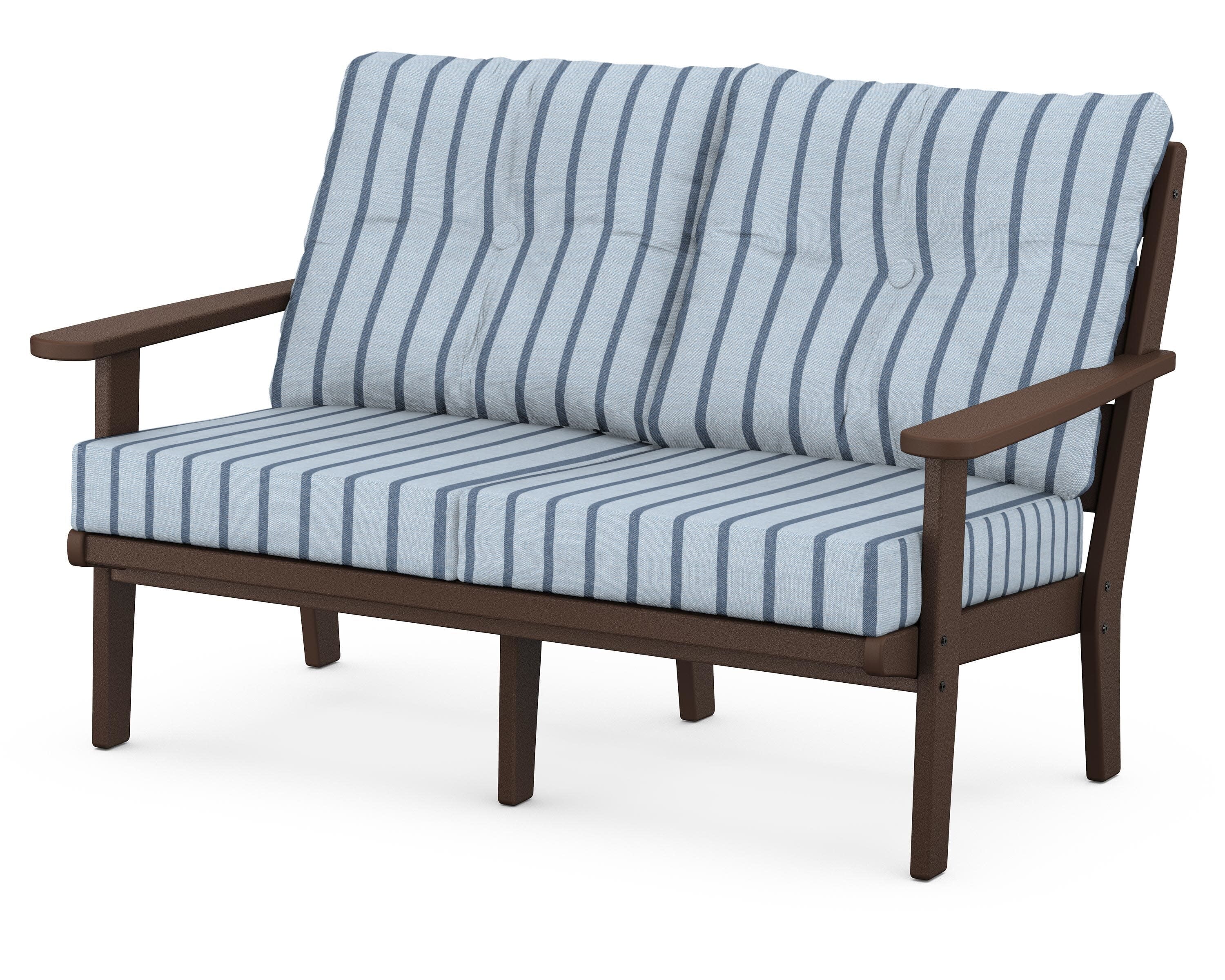 Lakeside Deep Seating Loveseat in Mahogany / Unwind Sky