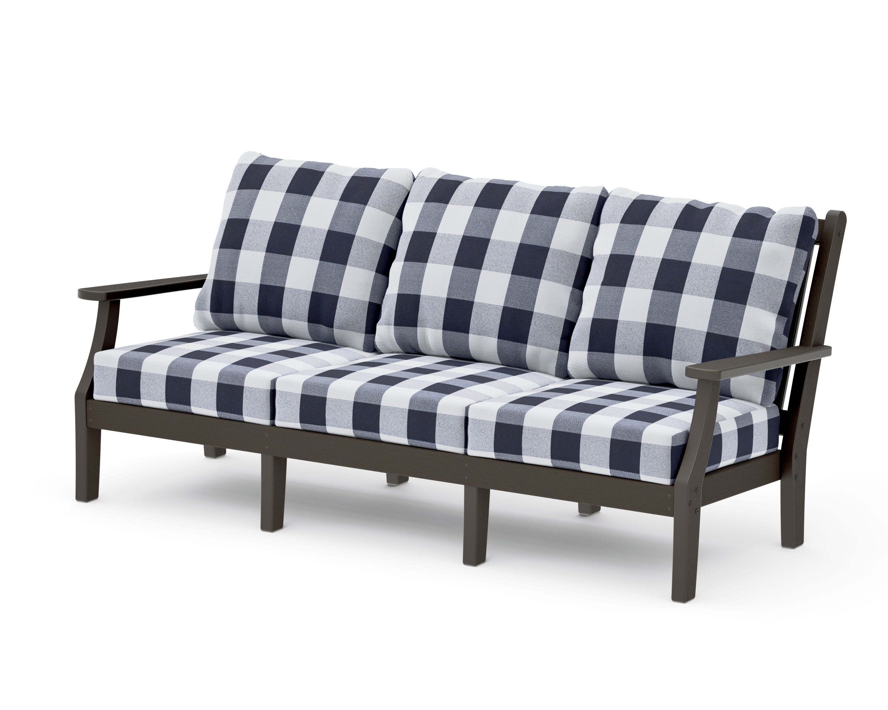 Wovendale Deep Seating Sofa in Vintage Coffee / Buffalo Plaid Navy