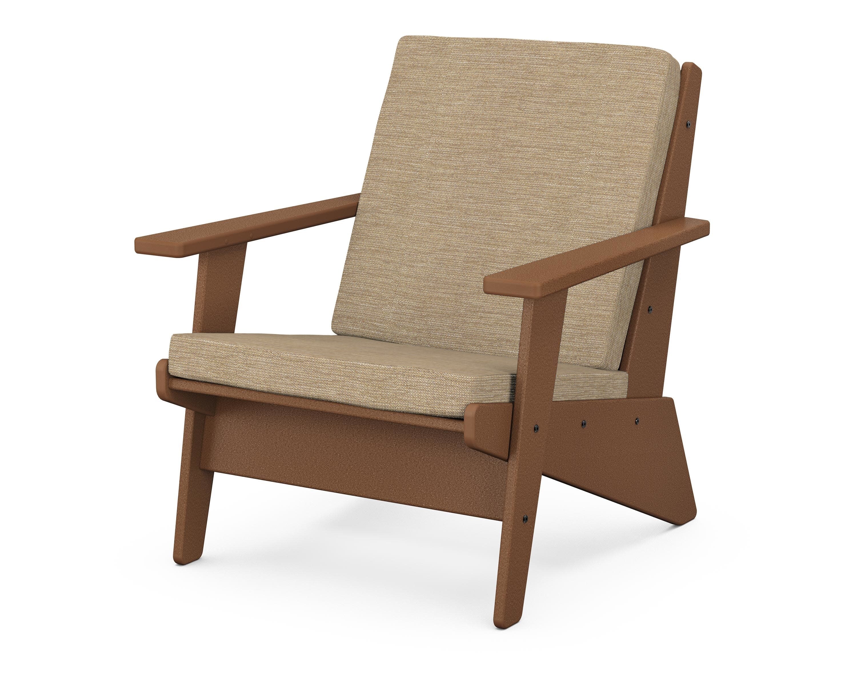 Riviera Modern Lounge Chair in Teak / Charmer Desert