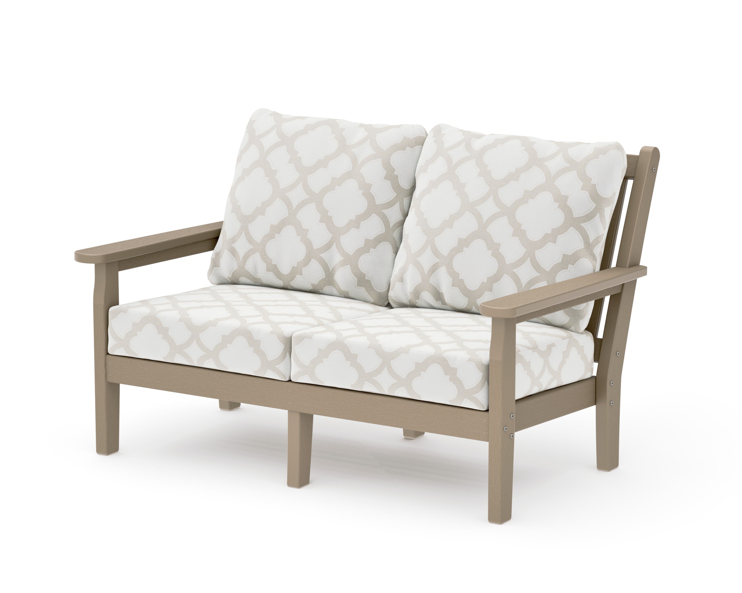Chippendale Deep Seating Loveseat in Vintage Sahara / Trellis Dune Burlap