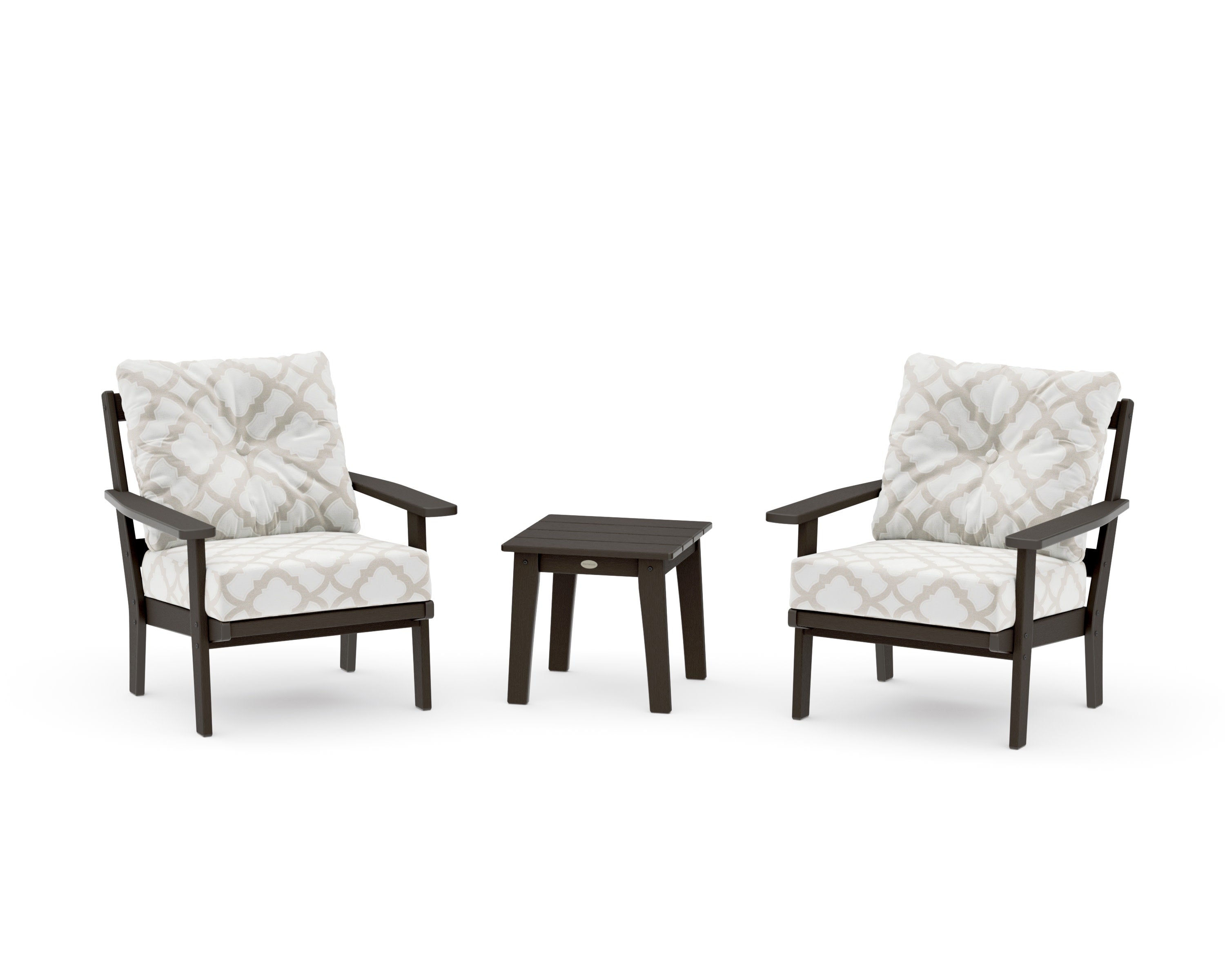 Prairie 3-Piece Deep Seating Set in Vintage Coffee / Trellis Dune Burlap
