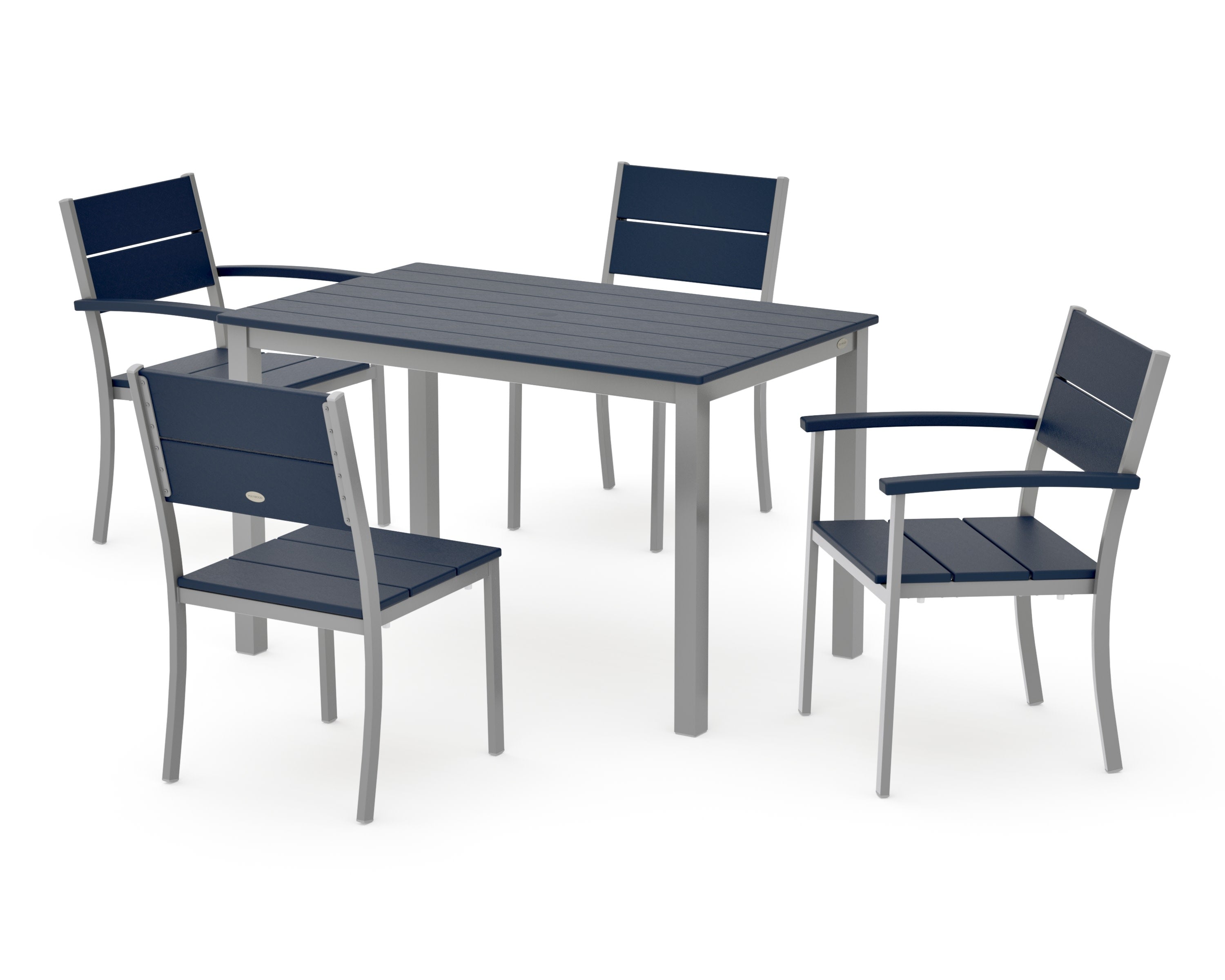 Main Street 5-Piece Dining Set in Silver / Navy