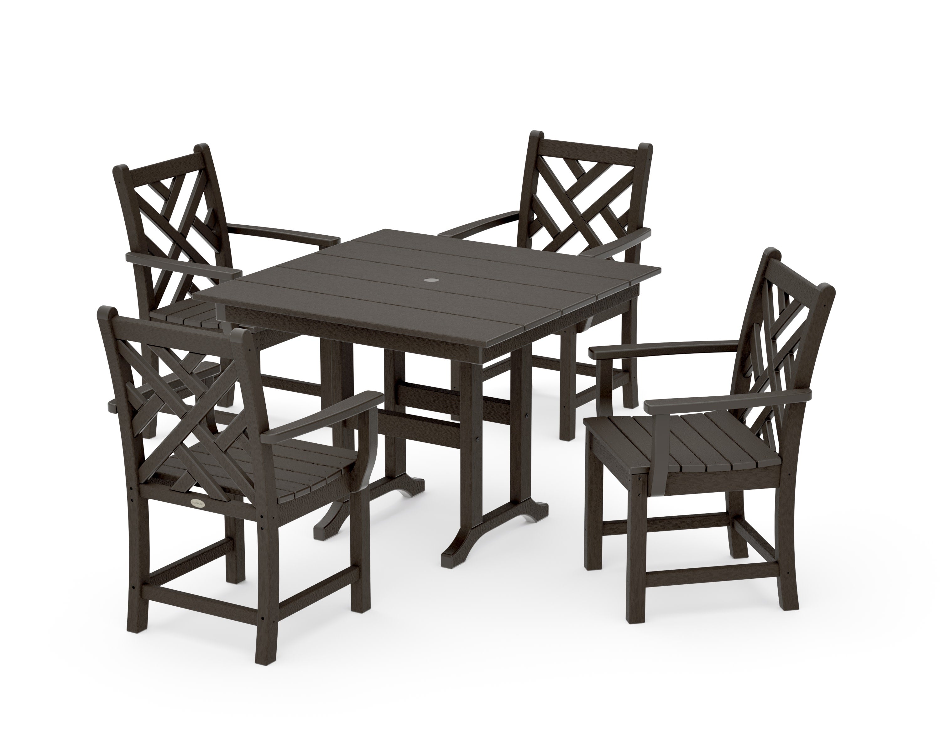 Chippendale 5-Piece Farmhouse Dining Set in Vintage Coffee